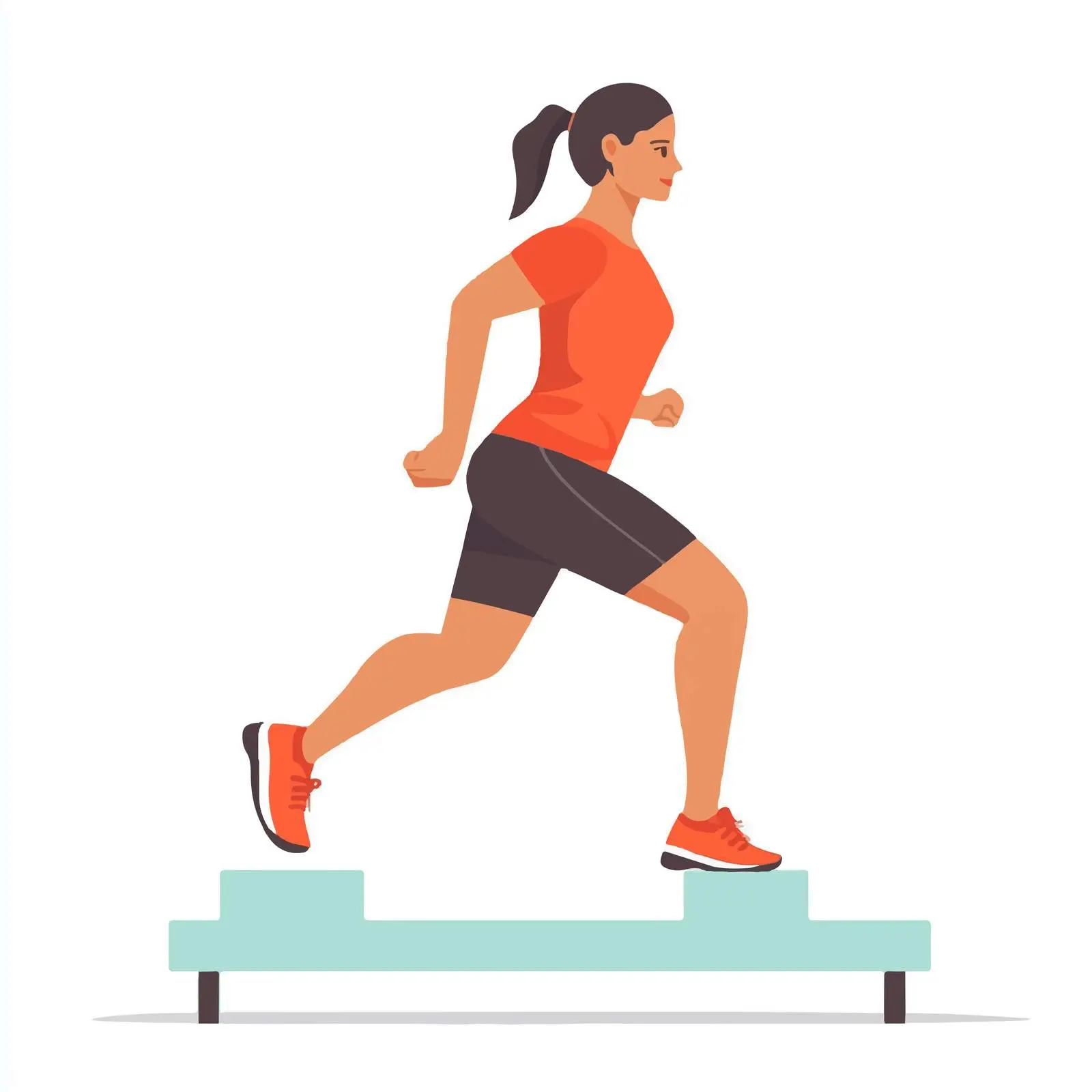 Step Up Exercise with Knee Raise Illustration — free download from Dotvec