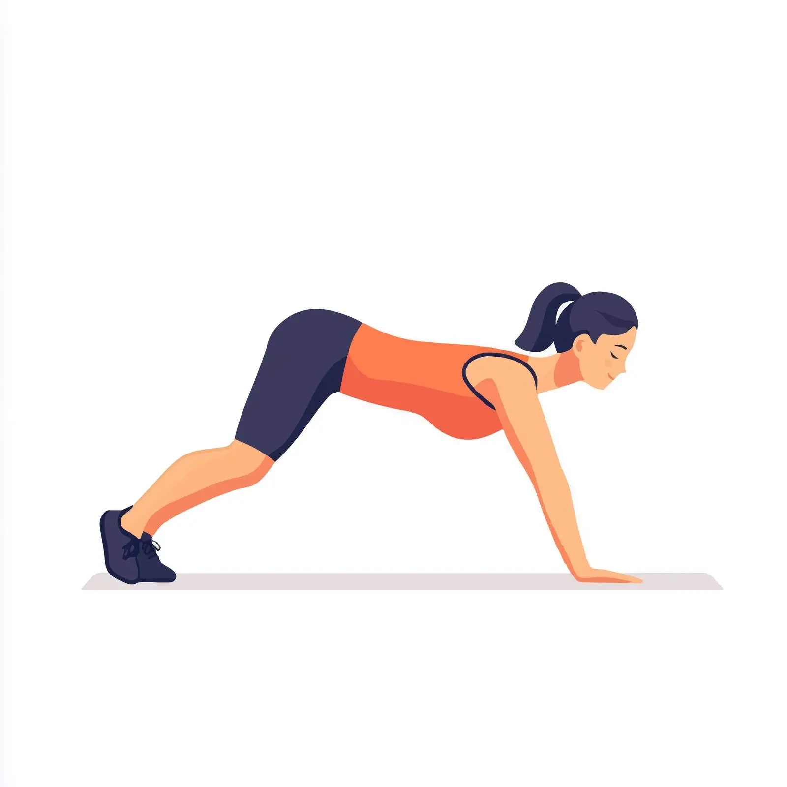 Woman Performing Up Down Plank Exercise Illustration — free download from Dotvec