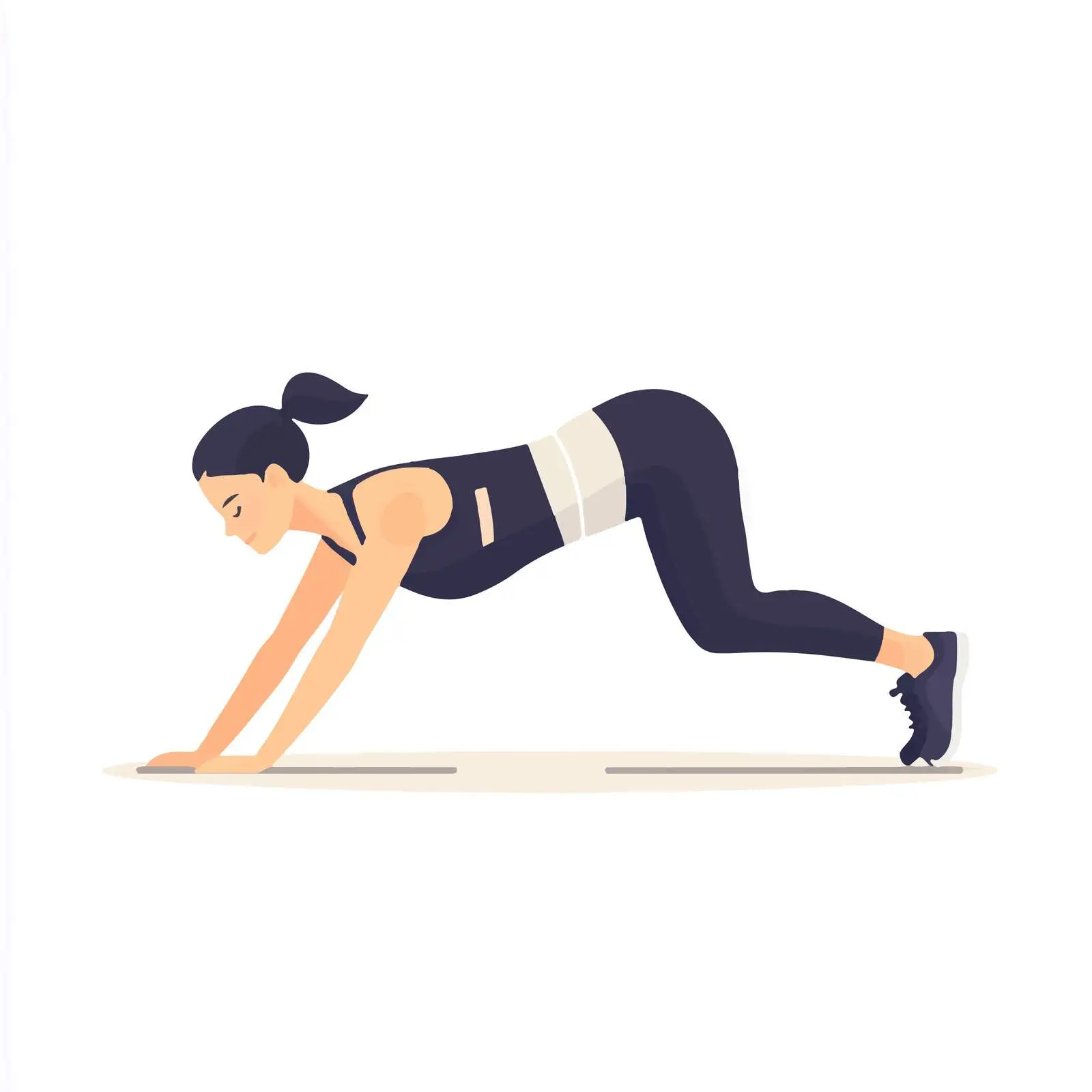 Woman Performing Up-Down Plank Exercise Illustration — free download from Dotvec