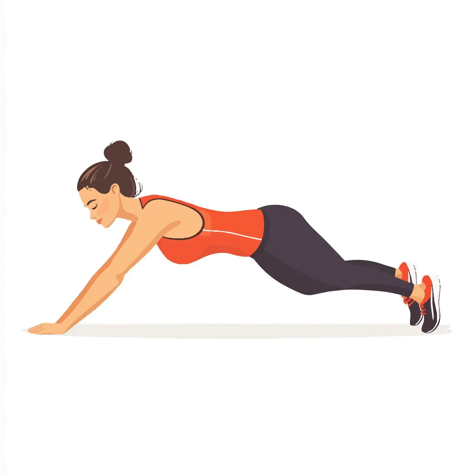 Woman Performing Up-Down Plank Exercise Vector — free download from Dotvec