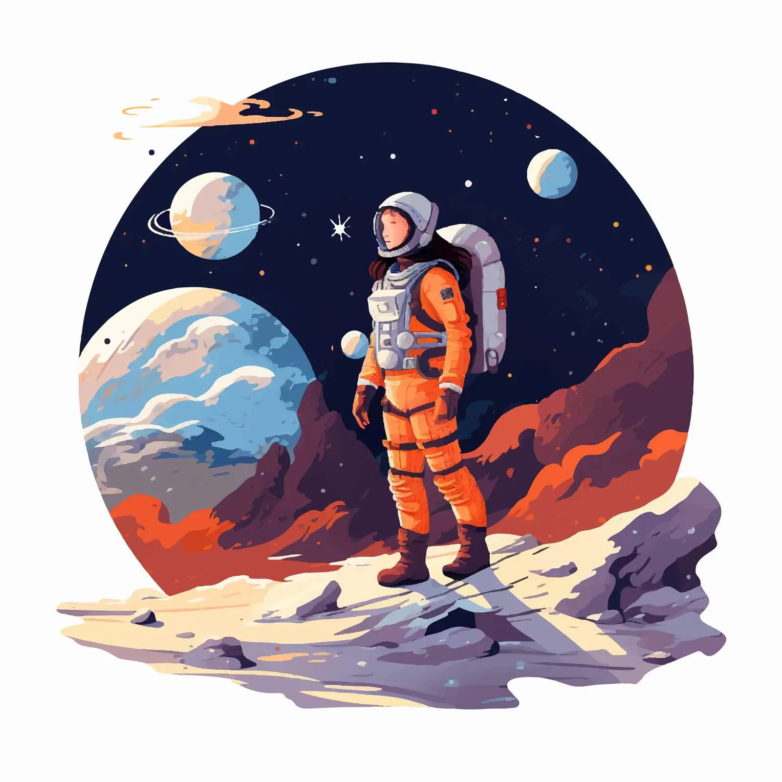 Woman in Space Suit on Uninhabited Planet — free download from Dotvec