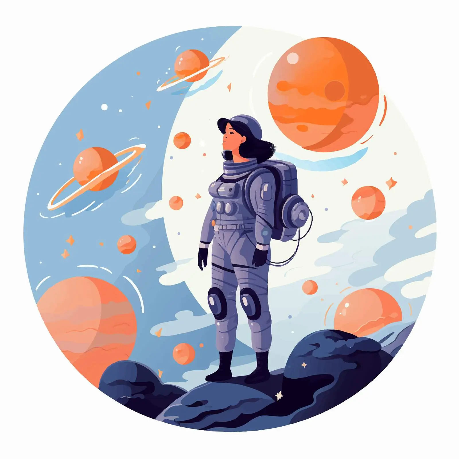 Woman in Space Suit on Uninhabited Planet — free download from Dotvec