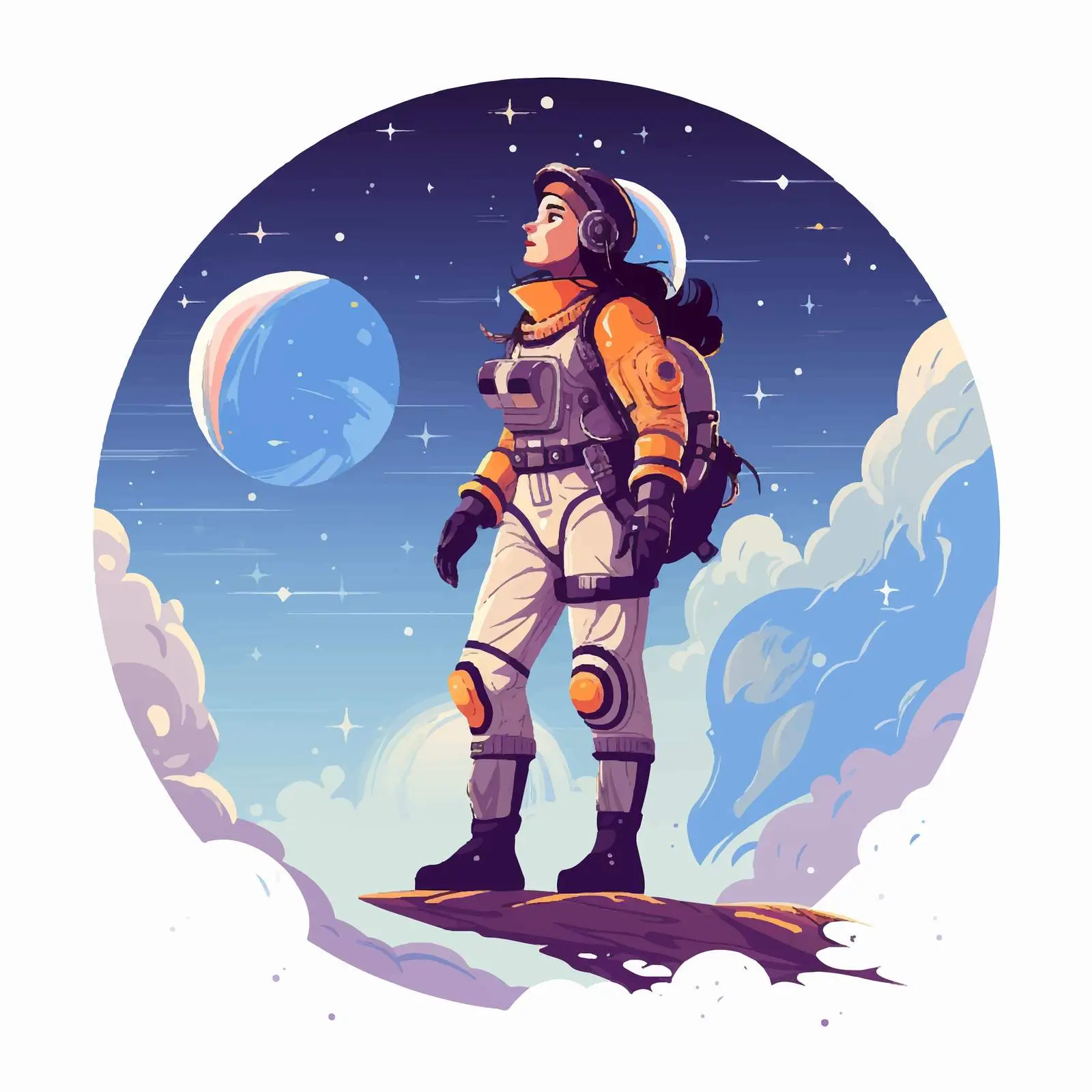 Woman in Space Suit on Uninhabited Planet — free download from Dotvec