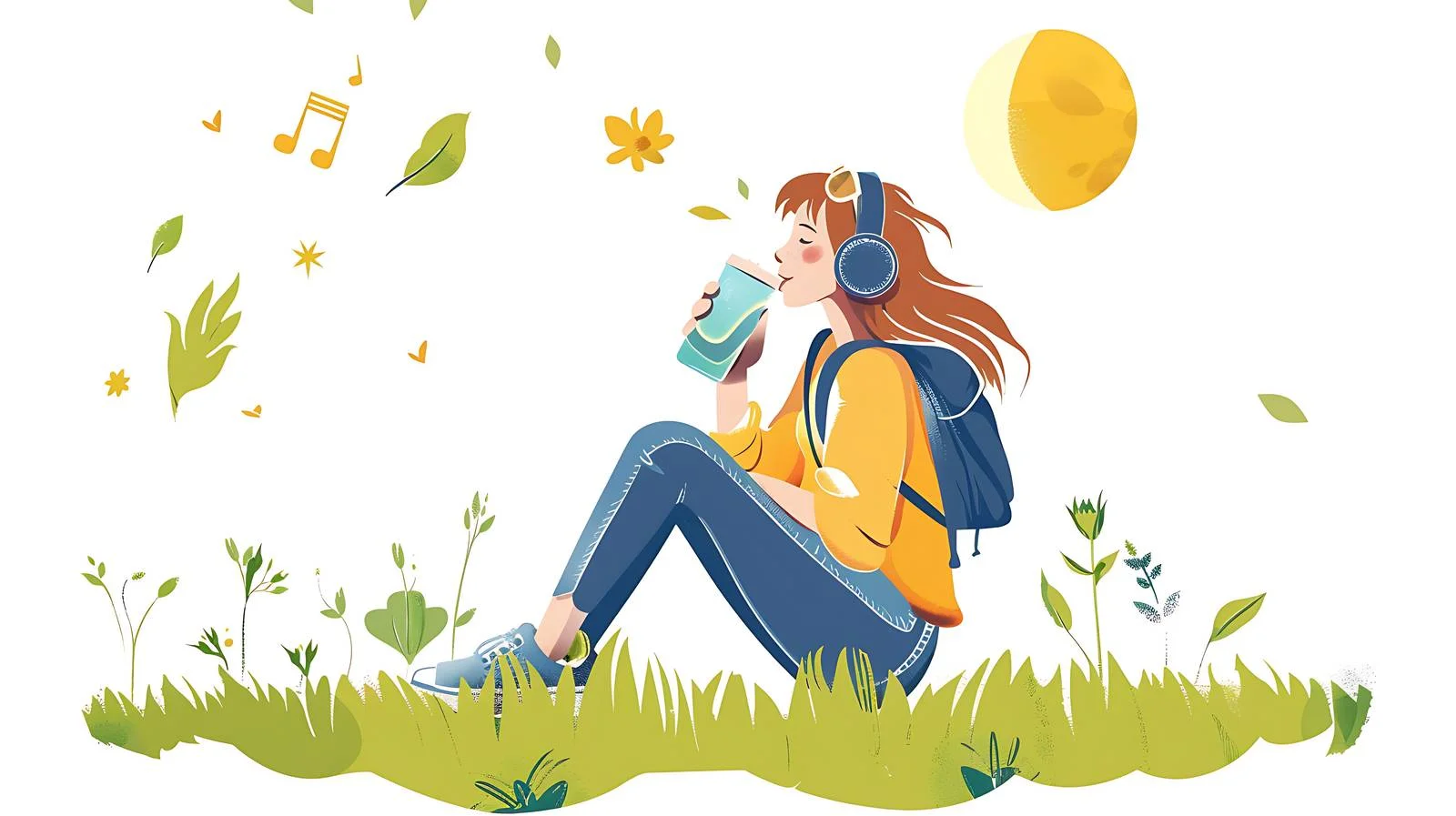 Relaxing in the park with hydration and music — free download from Dotvec