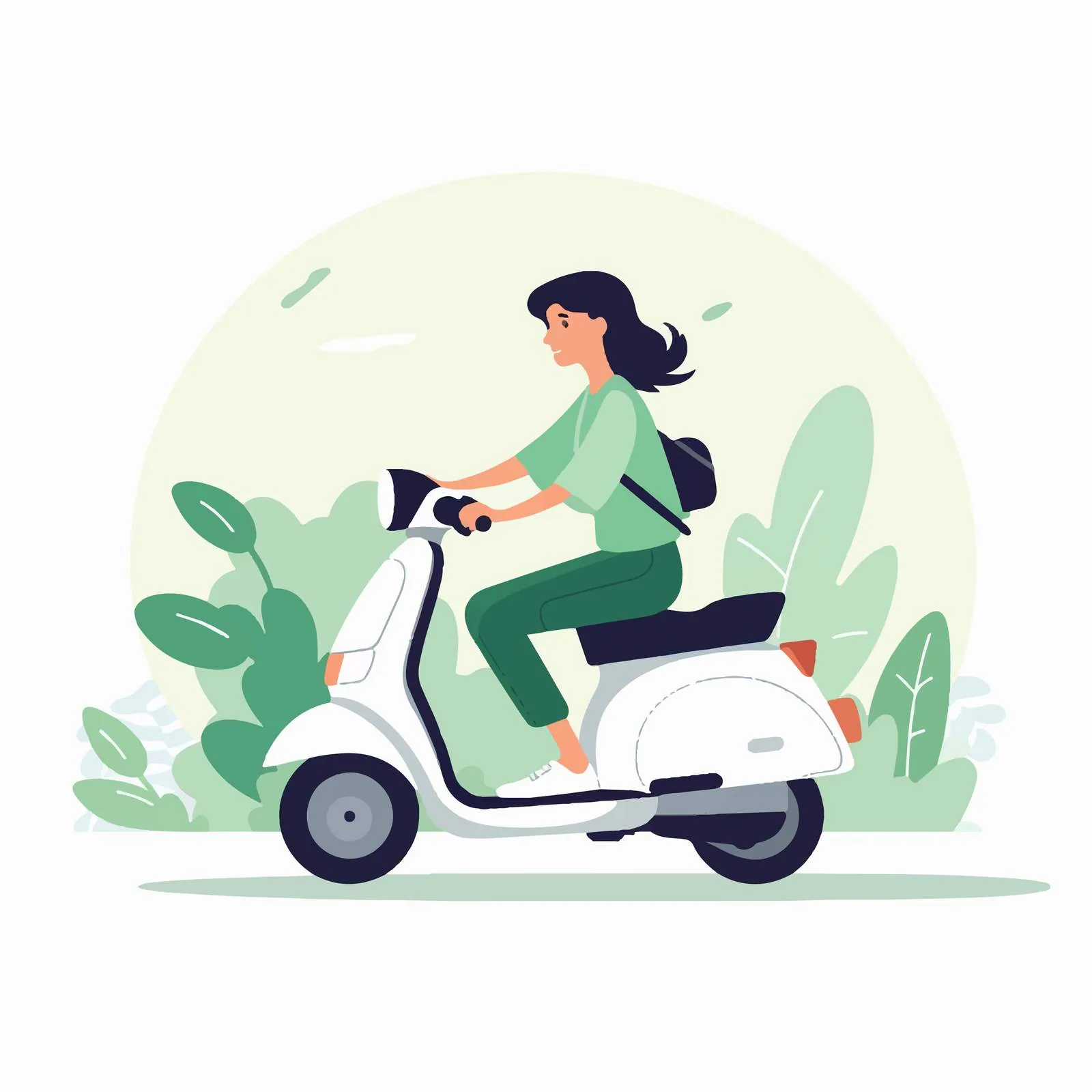 Woman Riding Eco-Friendly Electric Moped – free green transportation image from Dotvec