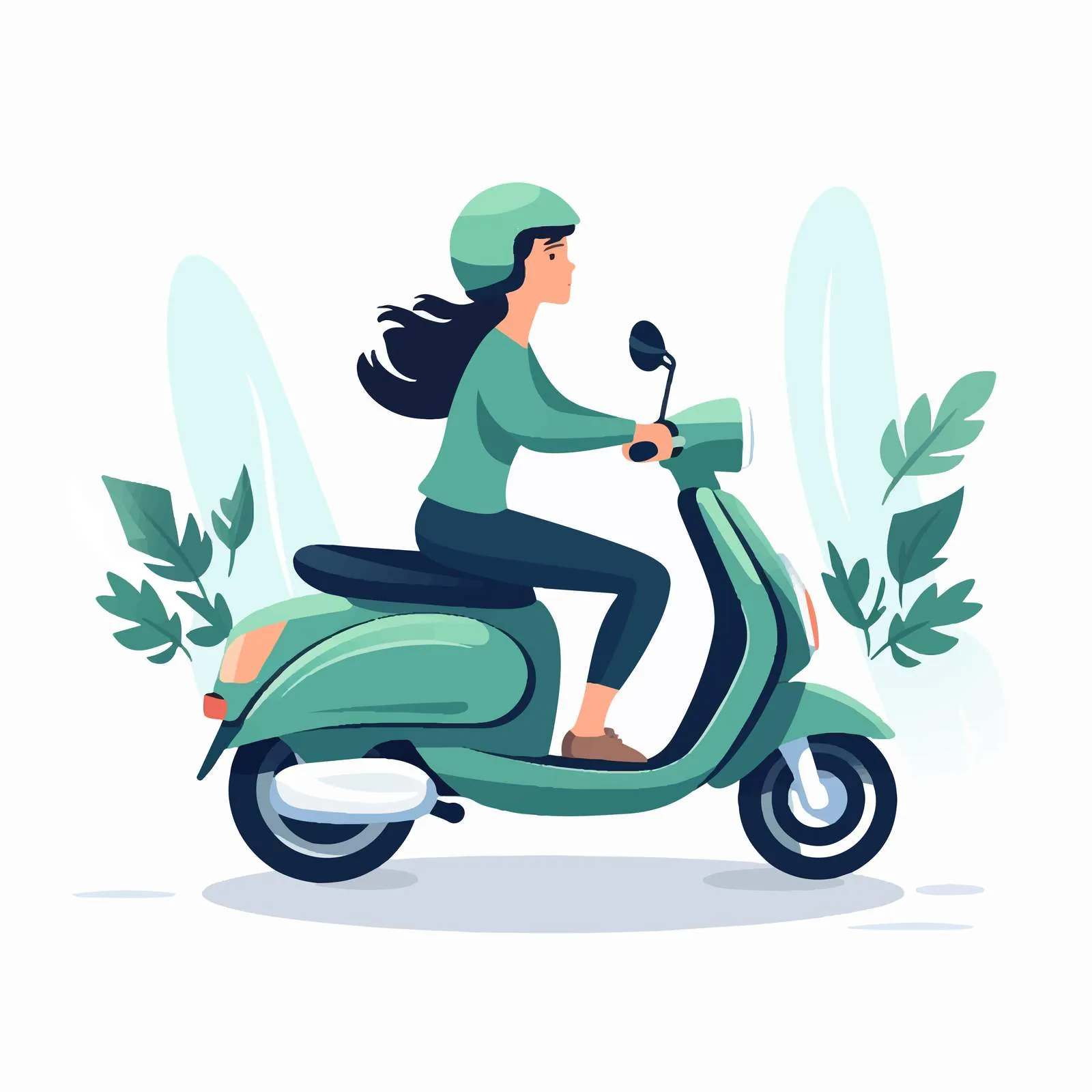 Woman Riding Eco-Friendly Electric Moped – free green transportation image from Dotvec