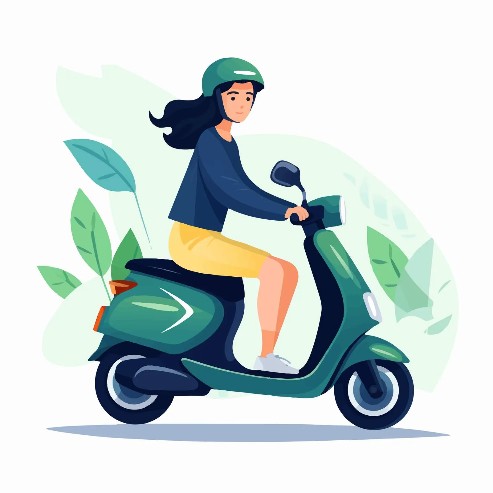 Woman Riding Eco-Friendly Electric Moped — free download from Dotvec