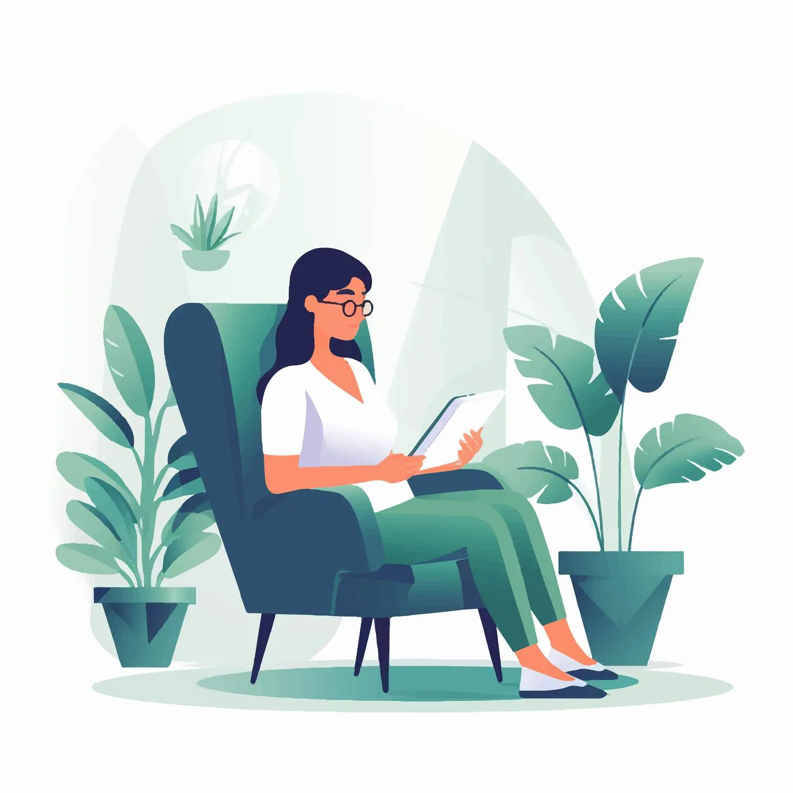 Woman Engaged in Online Communication Vector — free download from Dotvec