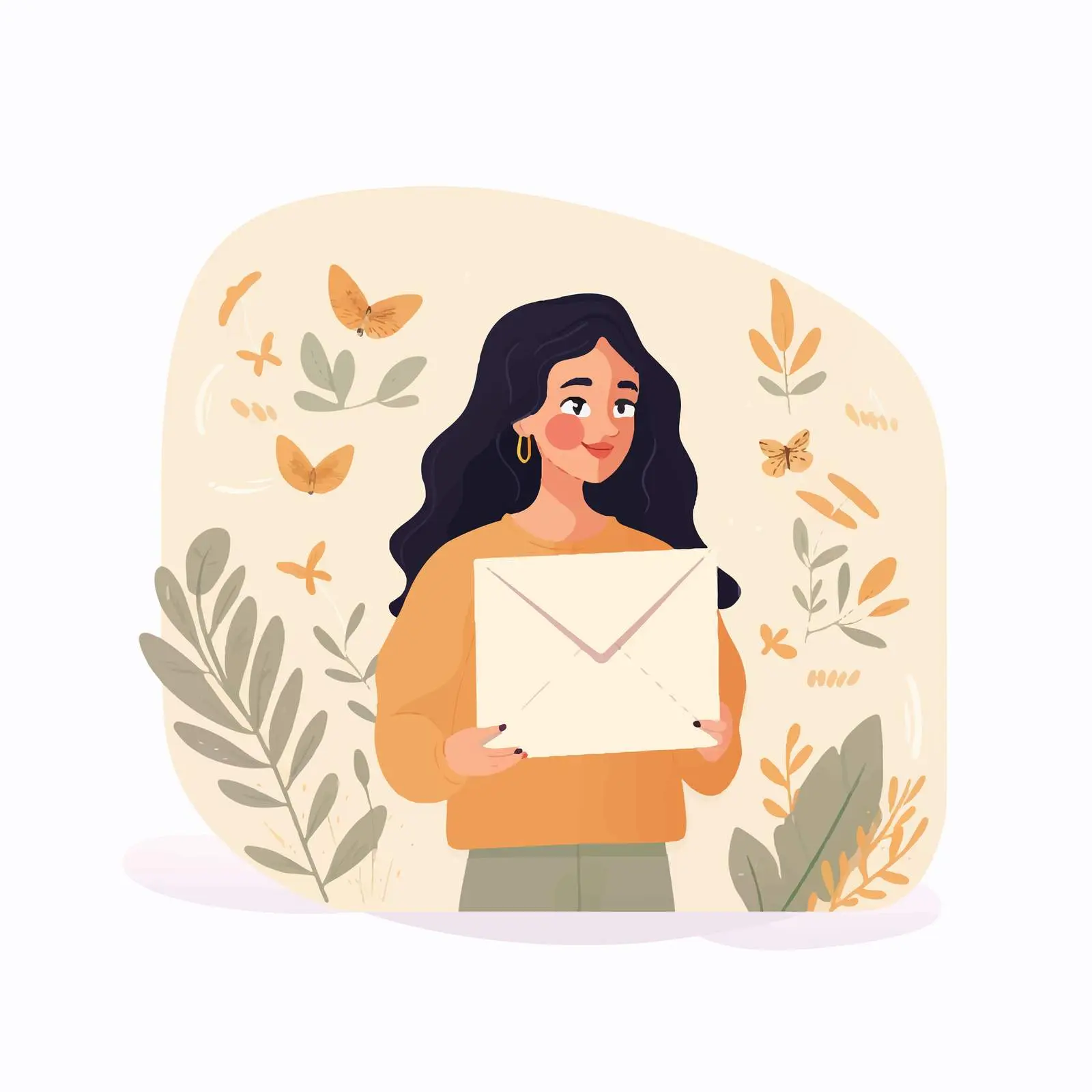 Woman Holding Envelope and Paper Document Vector — free download from Dotvec