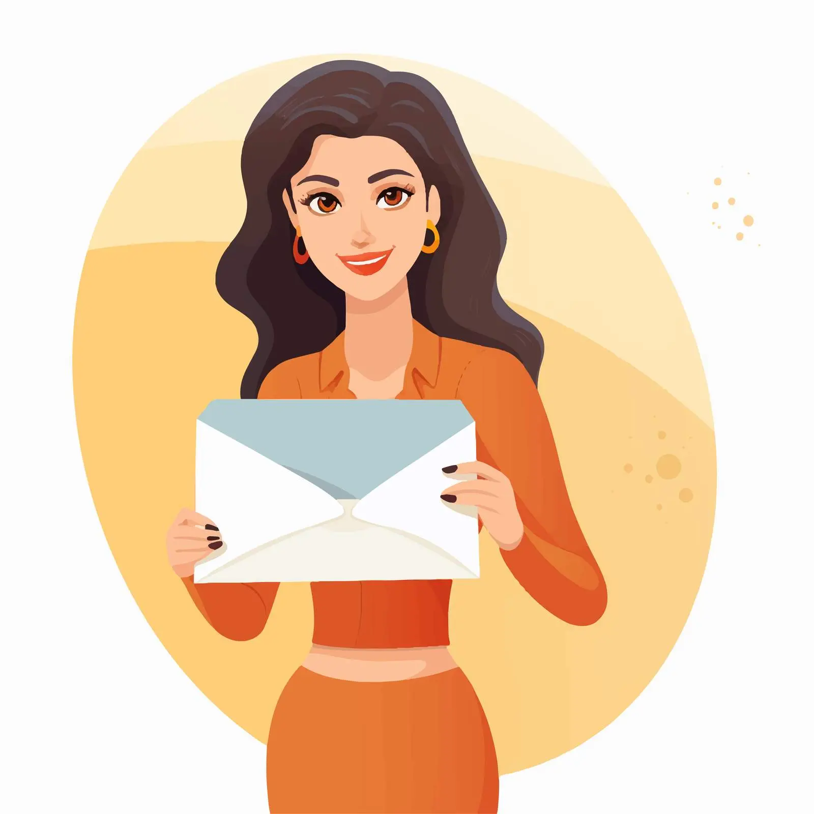 Woman with Envelope and Document Vector Illustration — free download from Dotvec