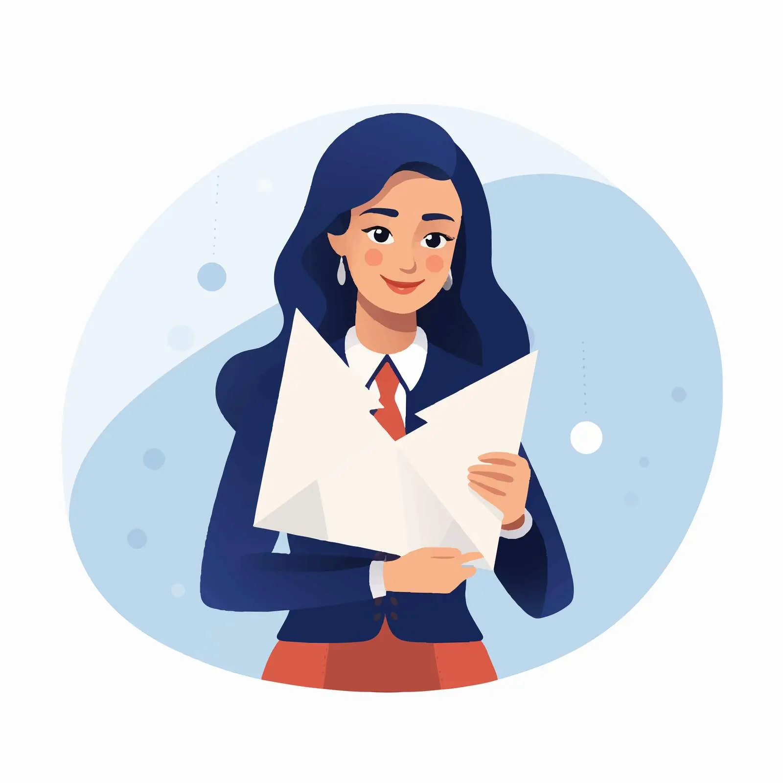 Woman with Envelope and Document Vector Illustration – free email image from Dotvec