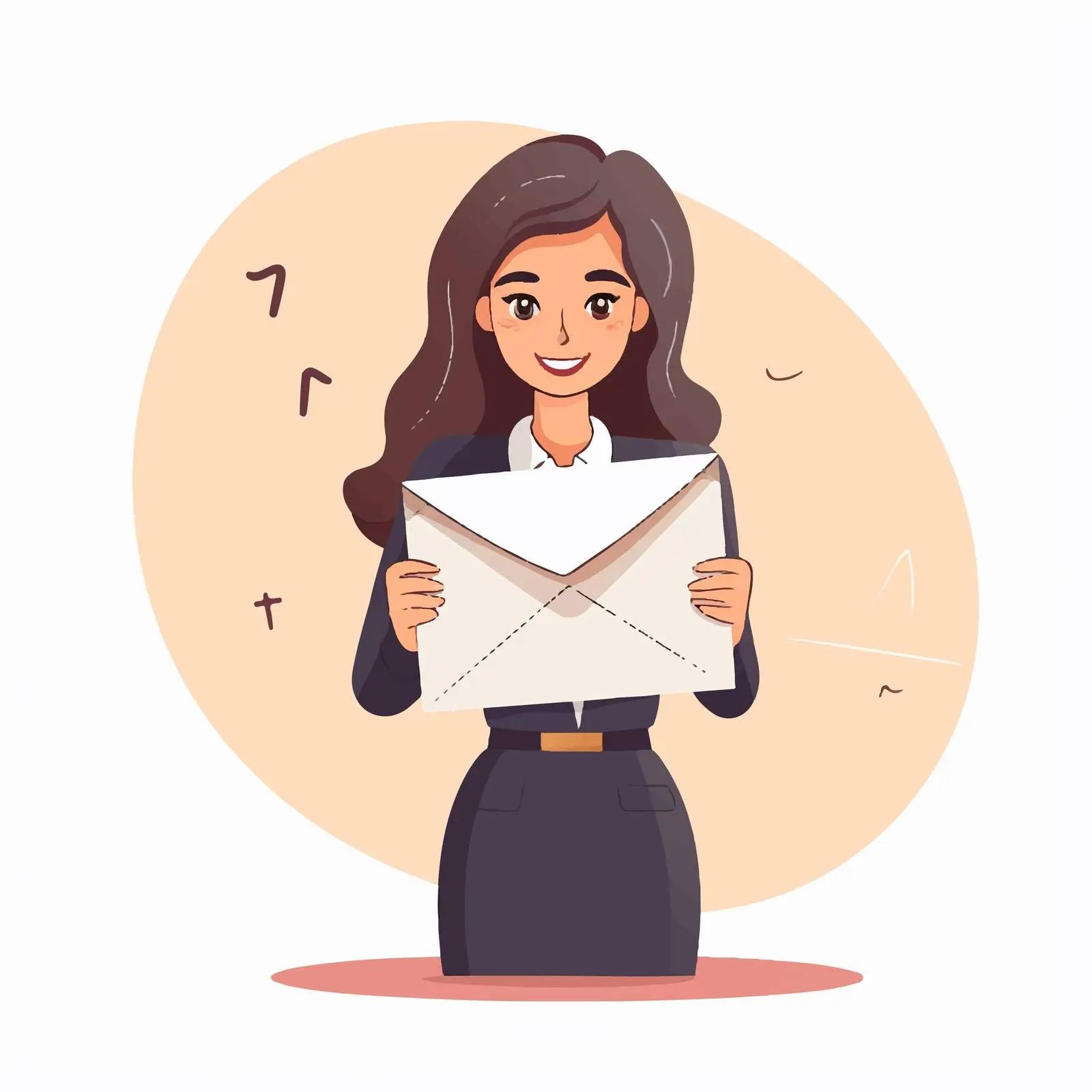 Woman Holding Envelope with Document Vector Illustration — free download from Dotvec
