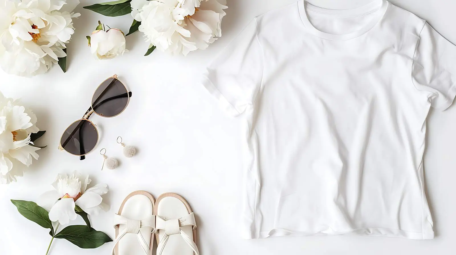 Elegant Woman Fashion with White Peony and Slippers — free download from Dotvec