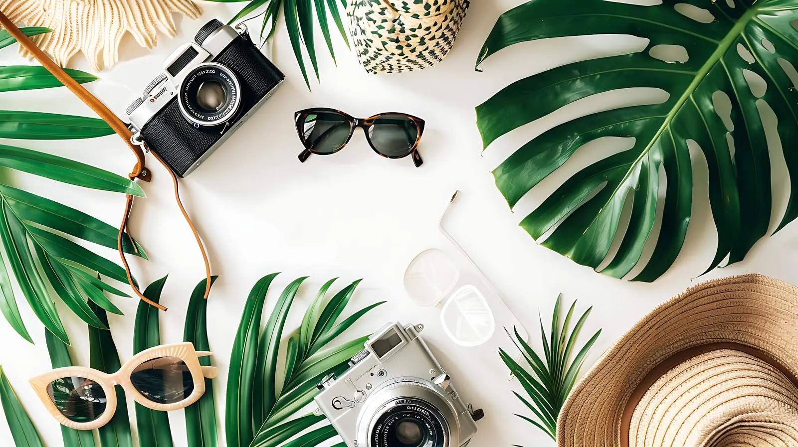 Woman Fashion Travel Flatlay with Retro Camera – free retro image from Dotvec