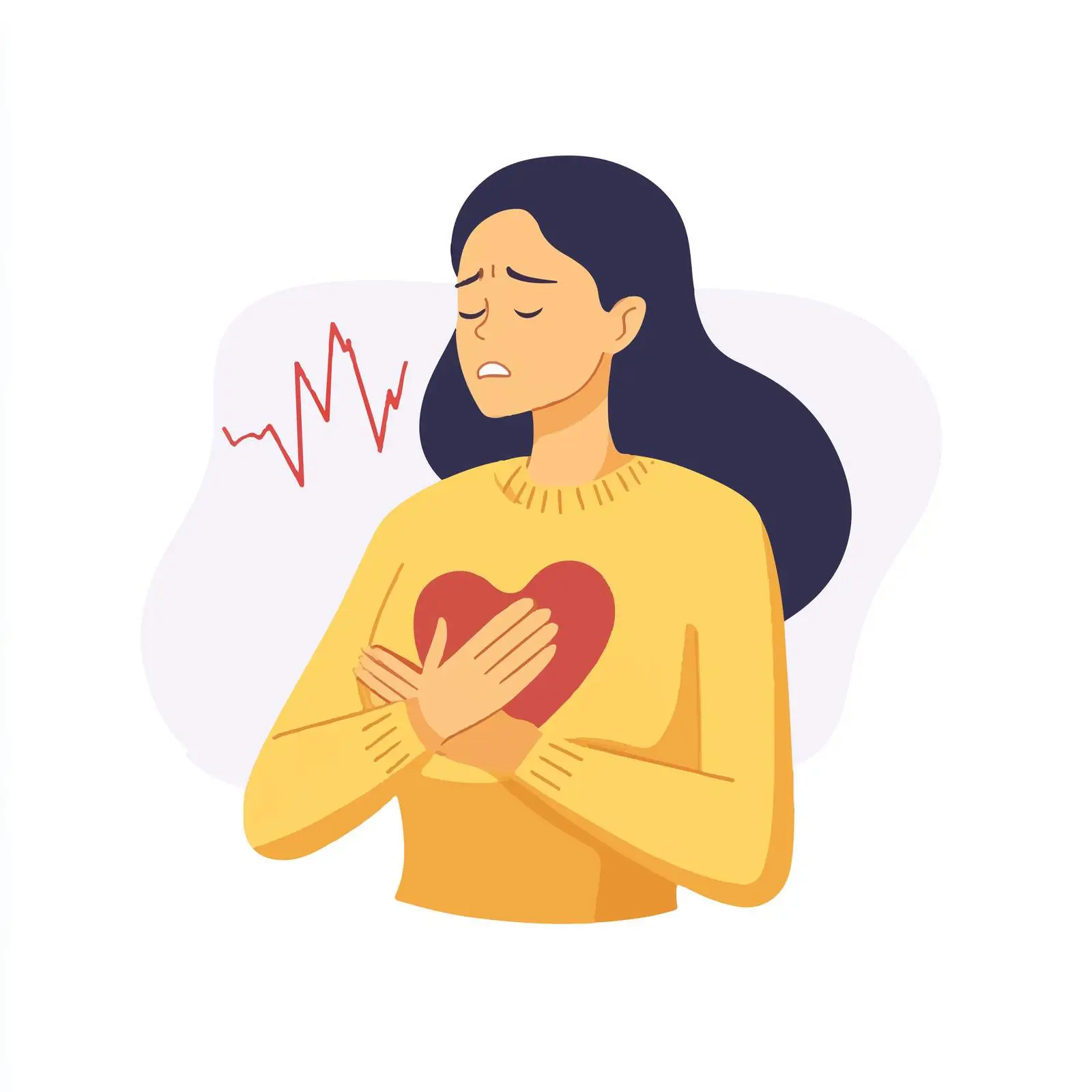 Woman Experiencing Chest Pain Symptoms — free download from Dotvec