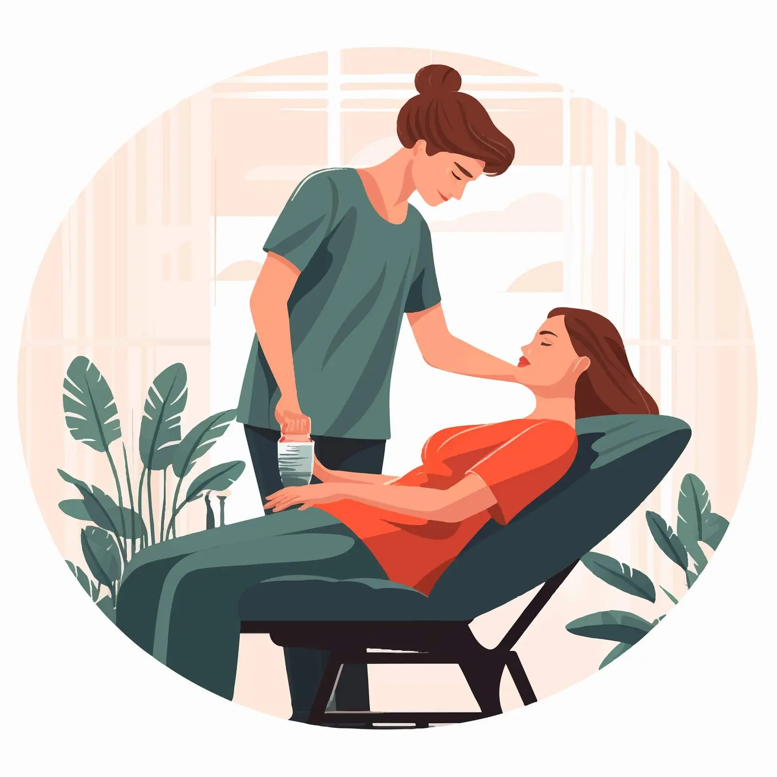 Woman Enjoying Relaxing Back Massage Illustration — free download from Dotvec