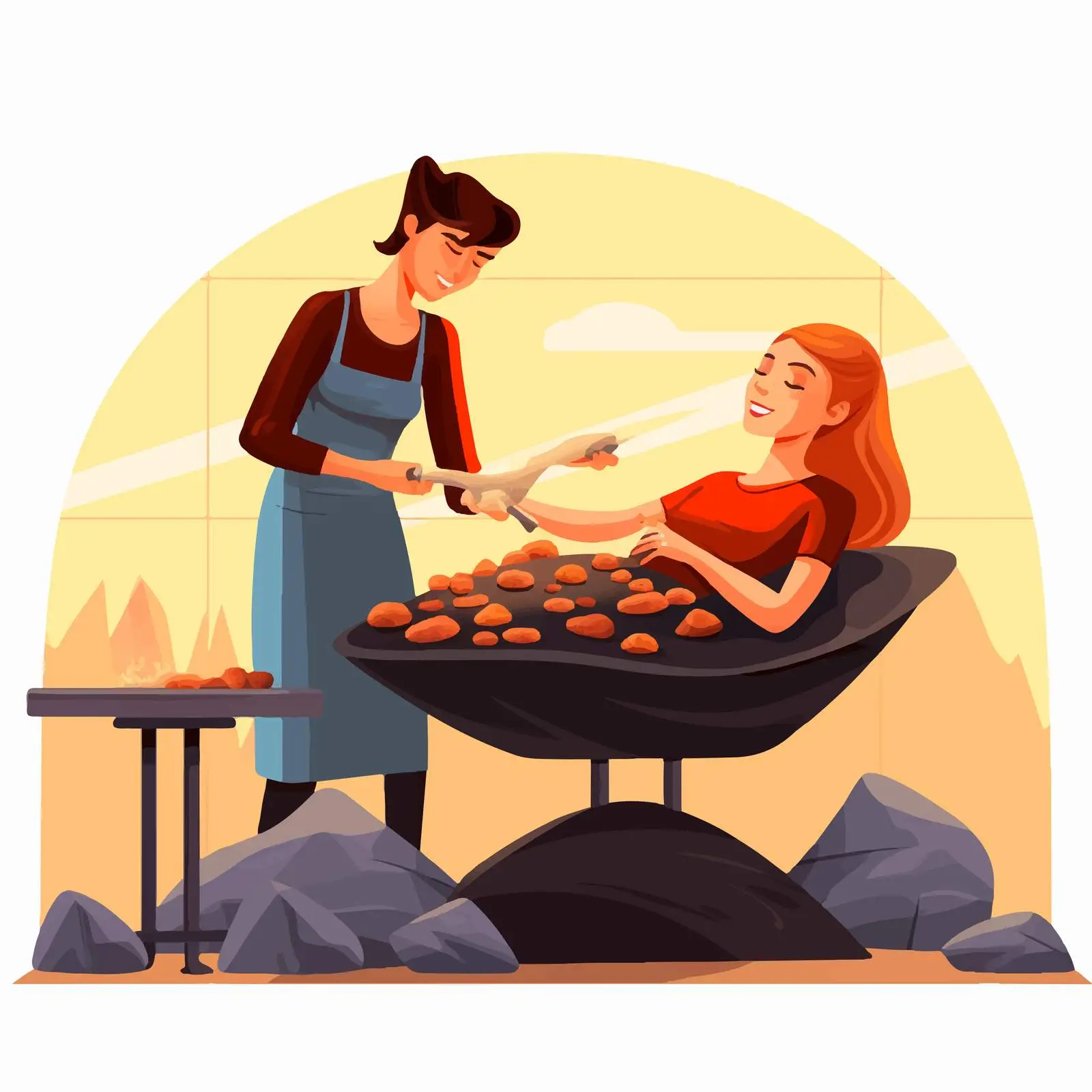 Relaxing Hot Stone Massage Illustration for Wellness — free download from Dotvec