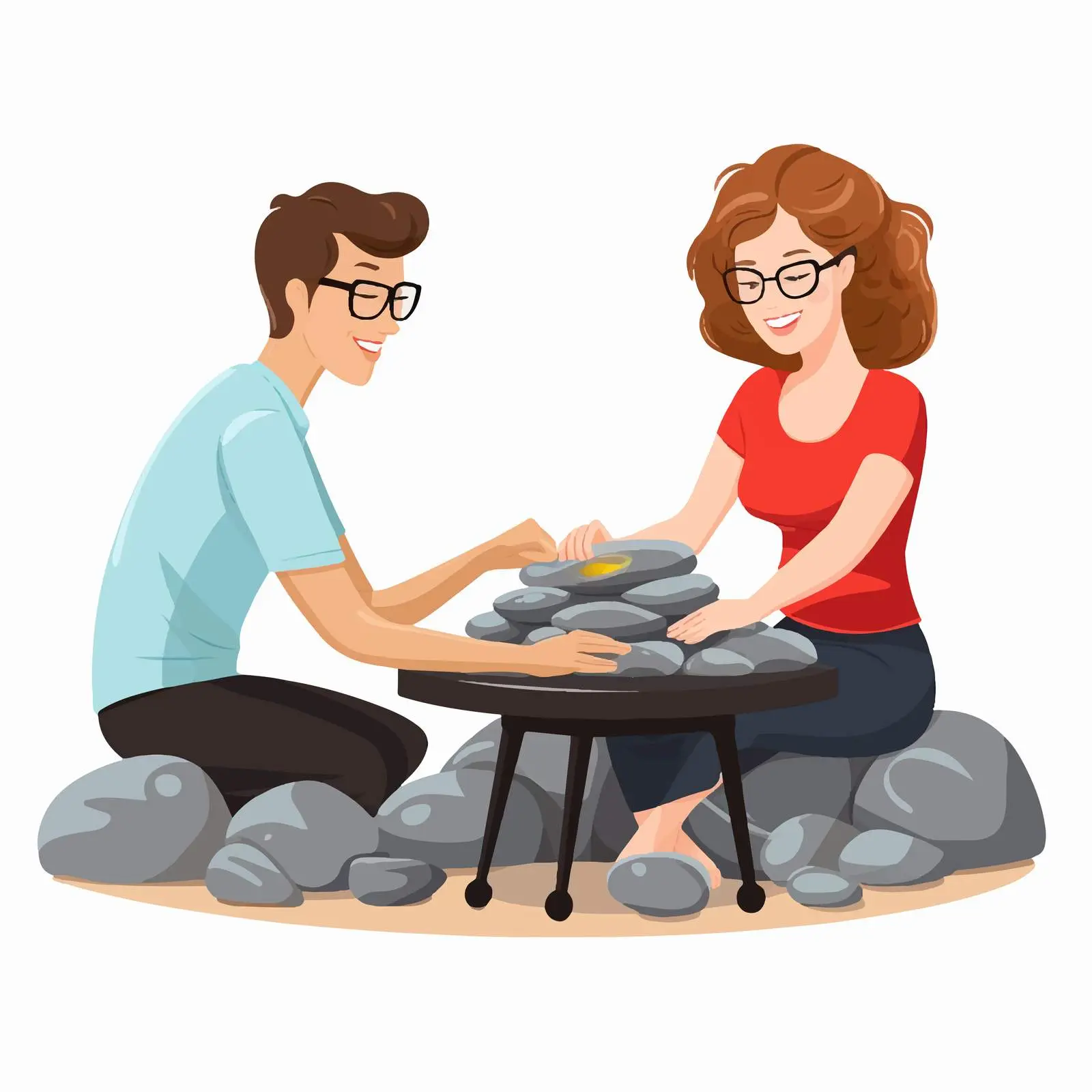 Woman Enjoying Hot Stone Massage Illustration — free download from Dotvec