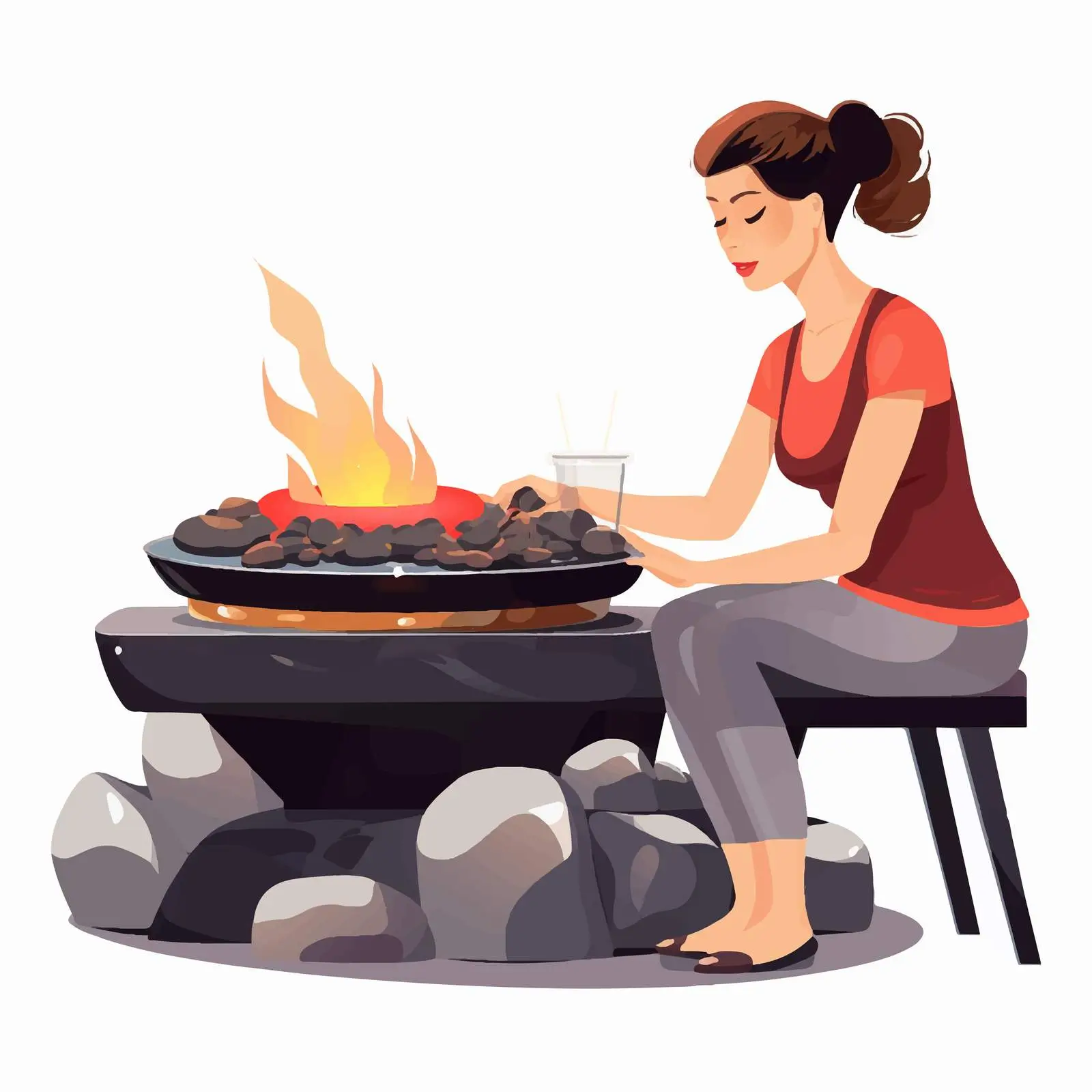 Woman Enjoying Hot Stone Massage Vector Illustration – free professional massage image from Dotvec