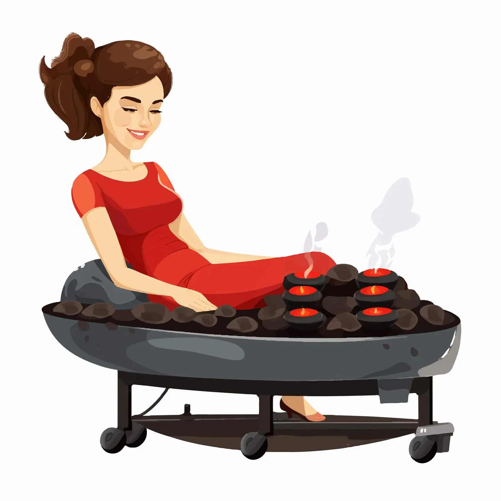 Woman Enjoying Hot Stone Massage Illustration — free download from Dotvec