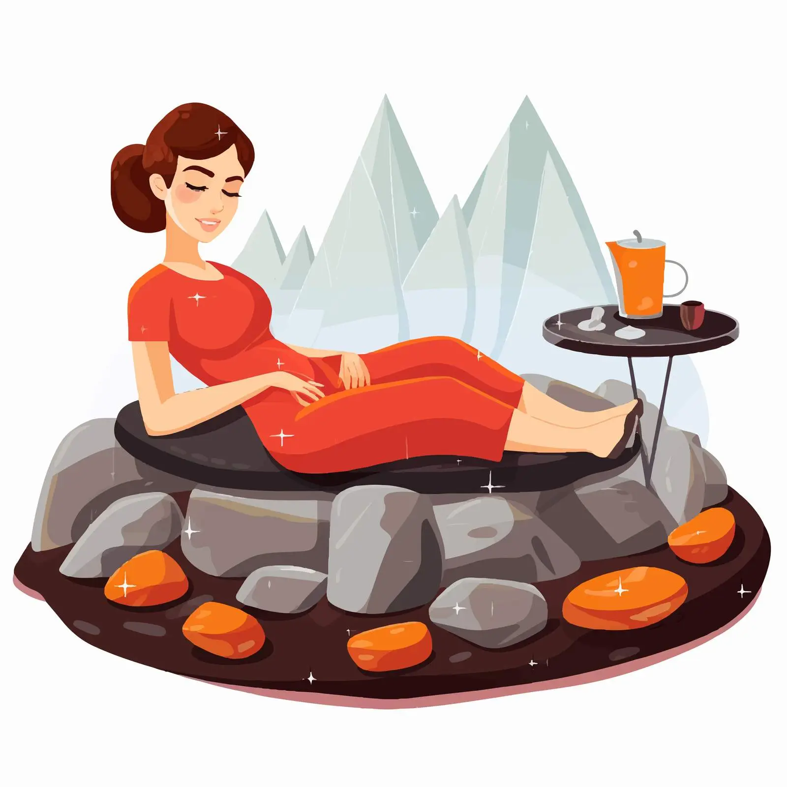 Woman Enjoying Hot Stone Massage at Spa — free download from Dotvec