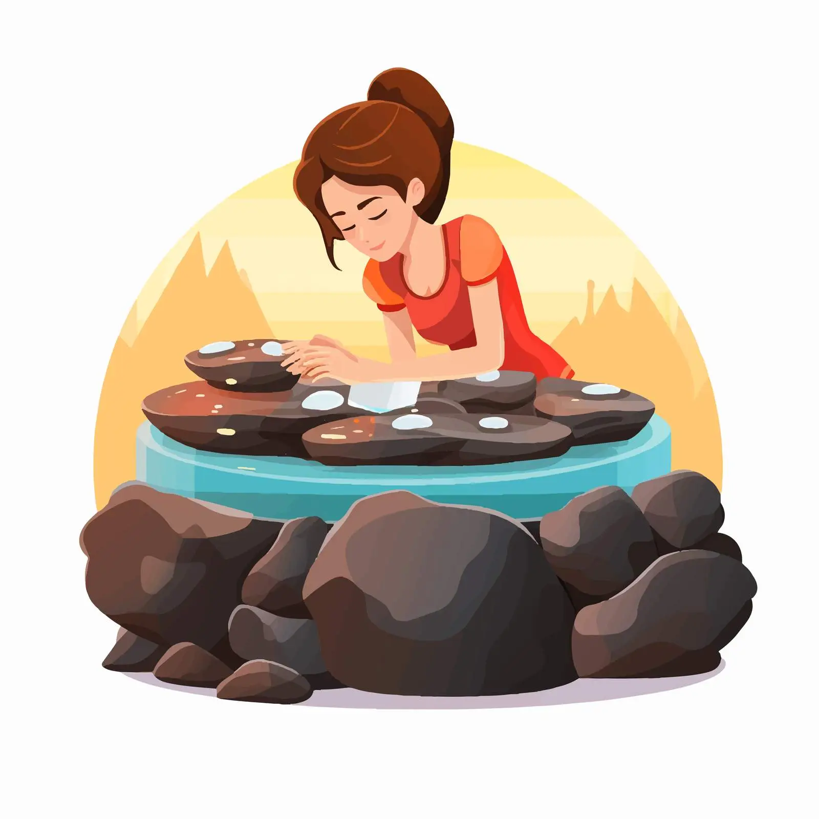 Woman Enjoying Hot Stone Massage at Spa — free download from Dotvec
