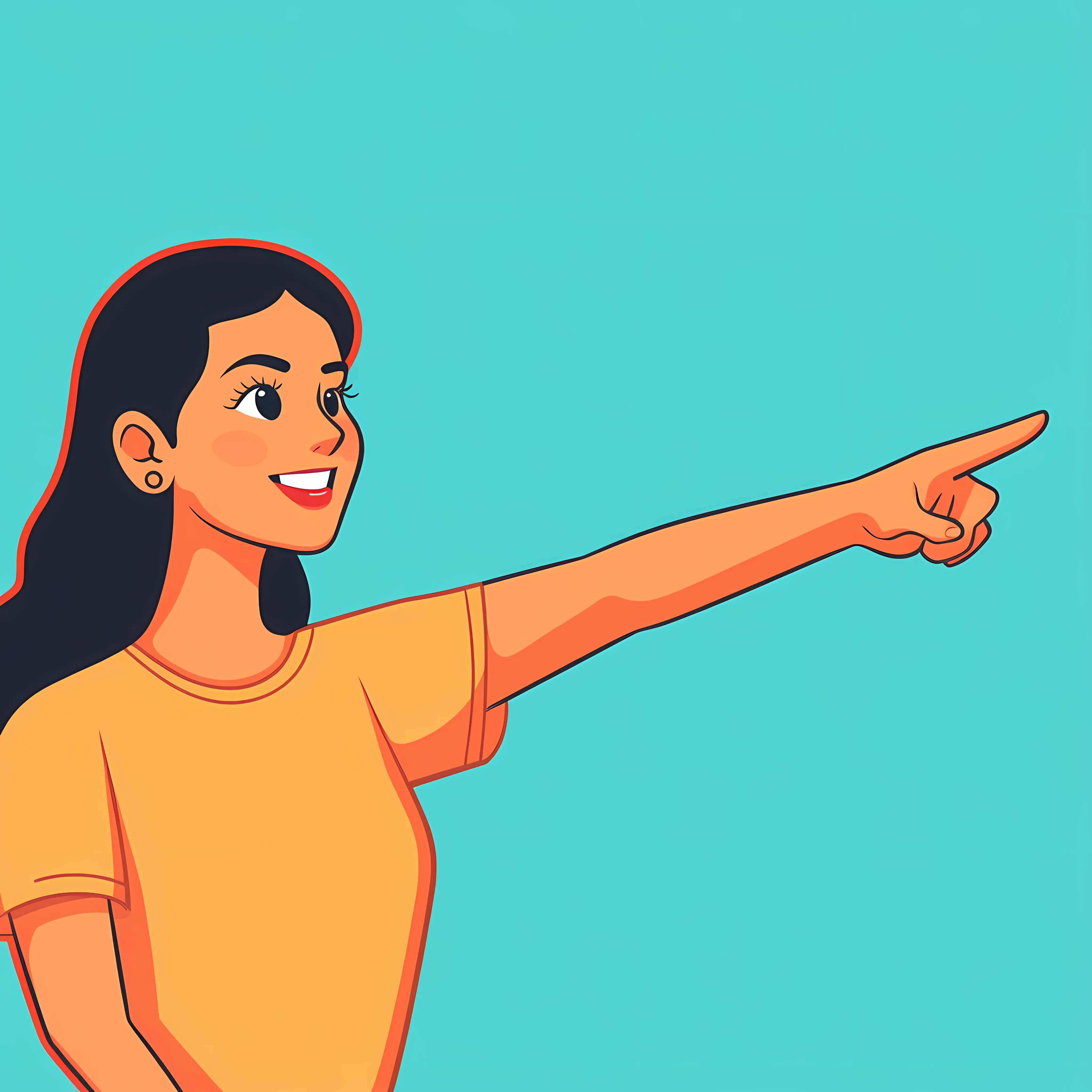 Happy Woman Pointing Finger Upward — free download from Dotvec