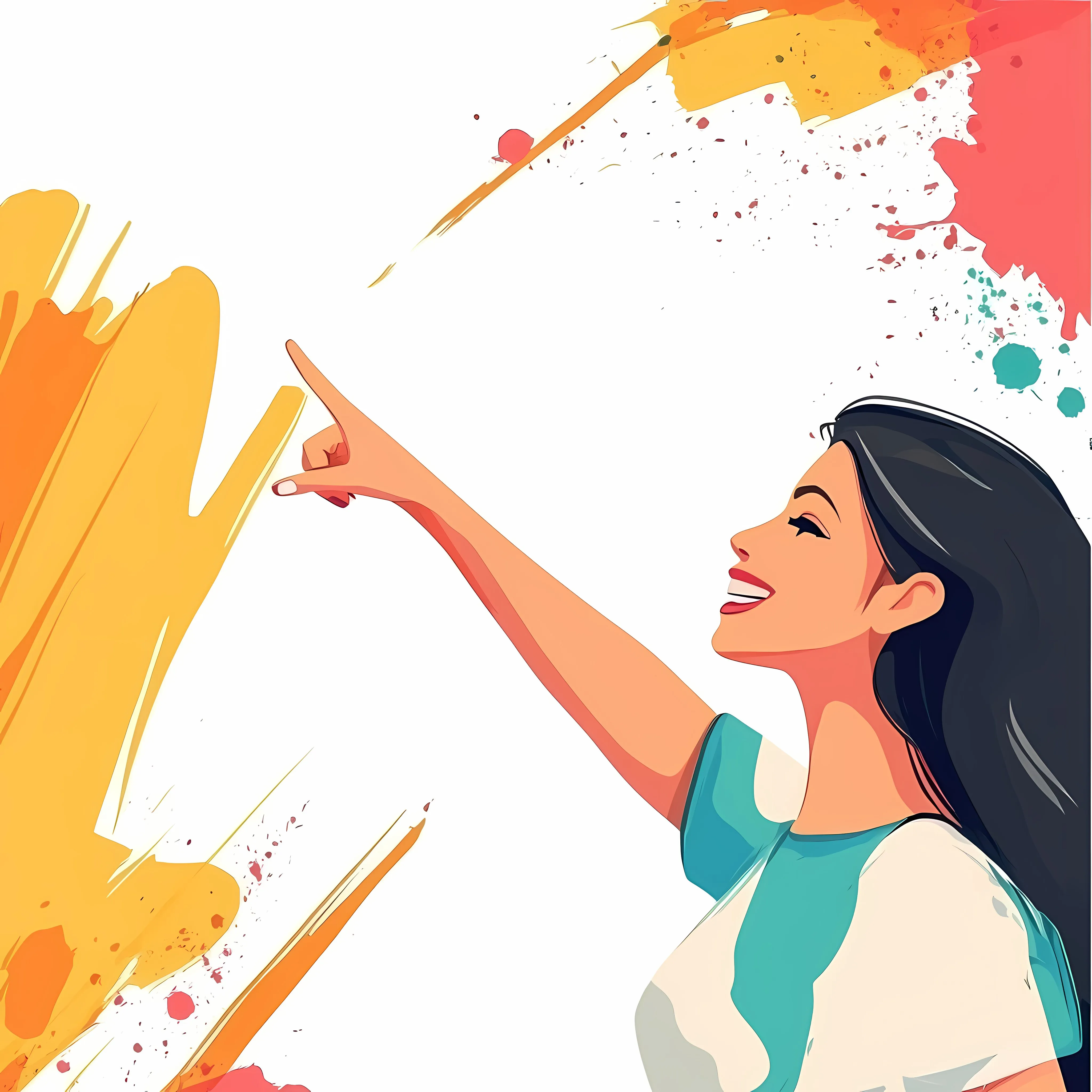 Happy Woman Pointing Finger Upwards — free download from Dotvec