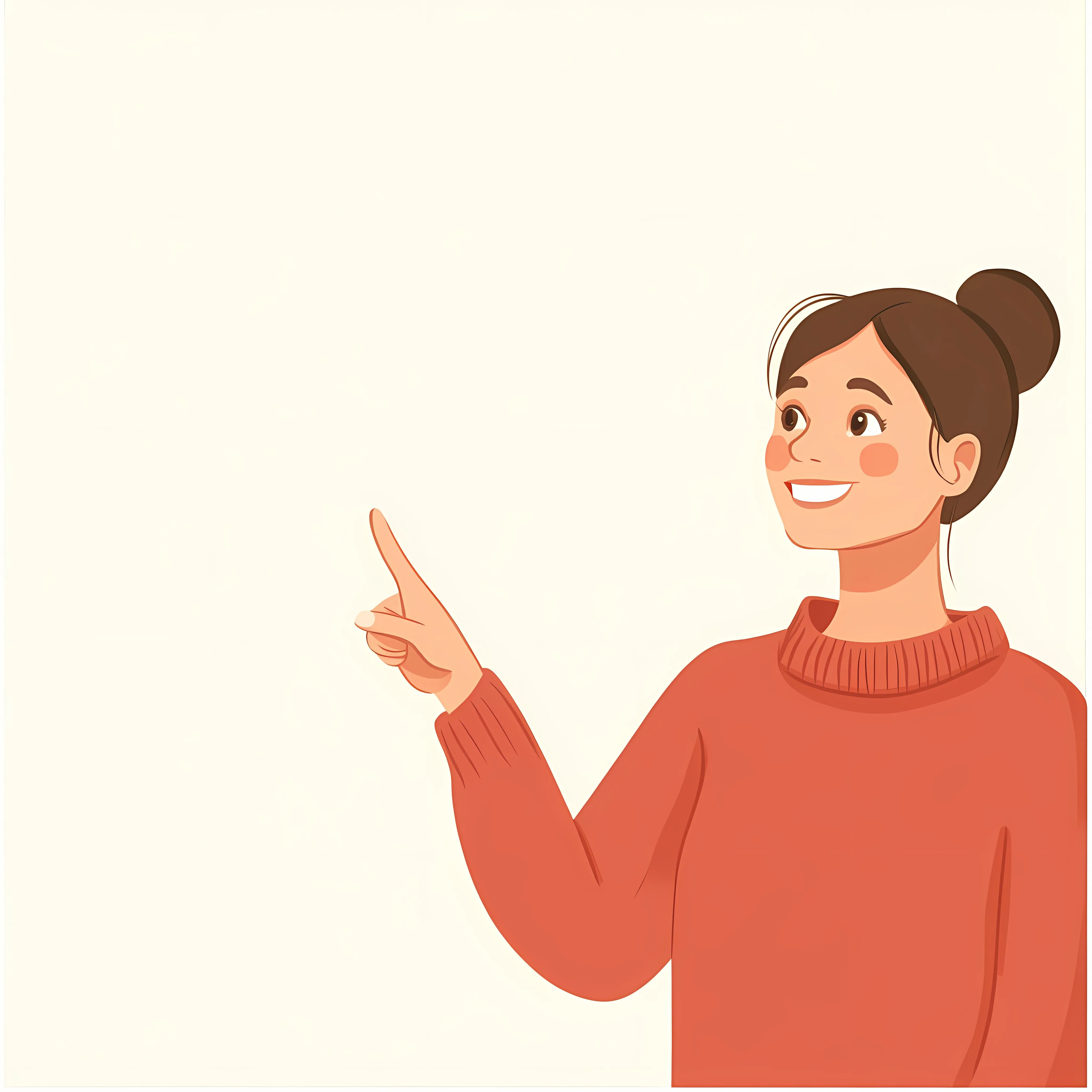 Happy Woman Hand Pointing Up Left Corner – free upward image from Dotvec