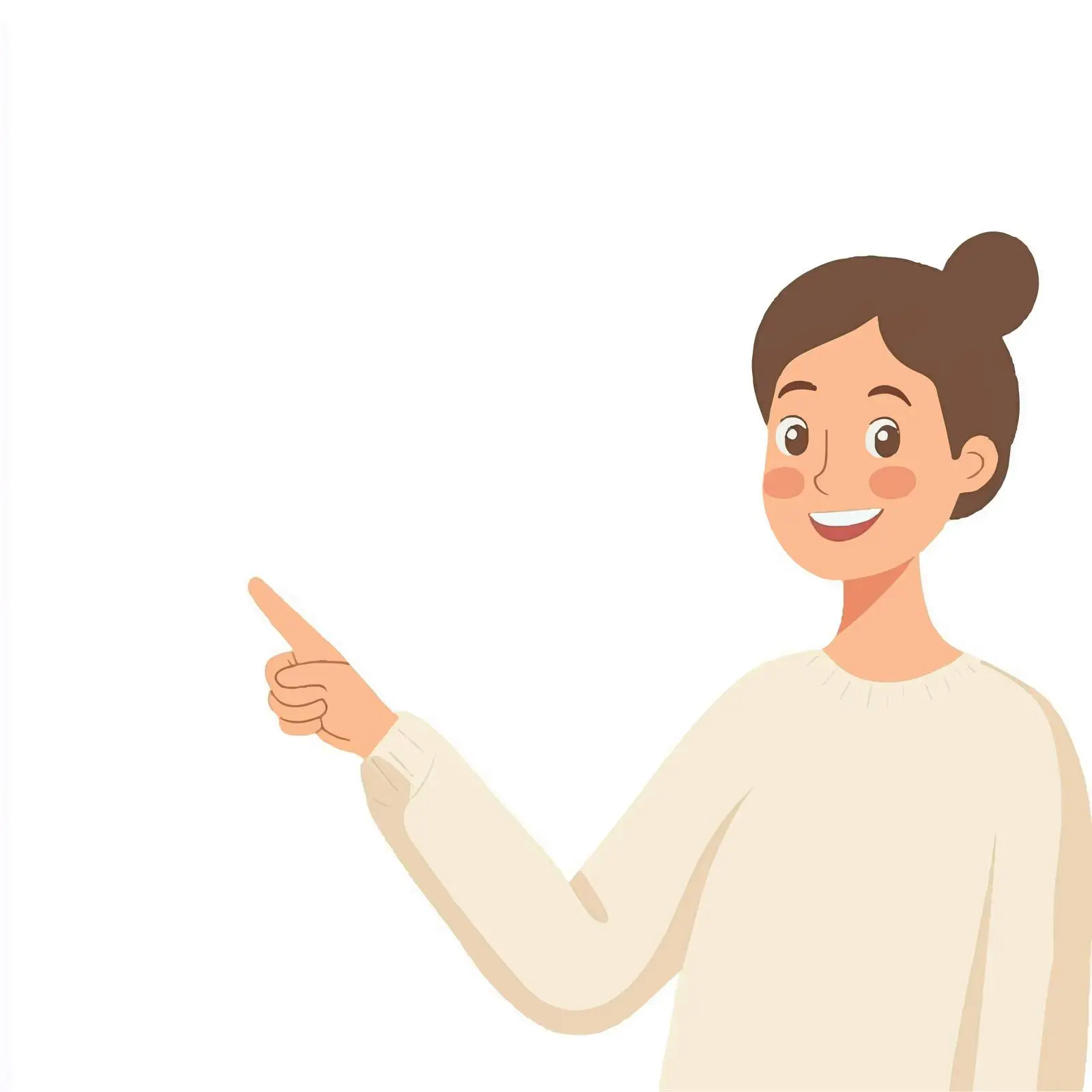 Happy Woman Pointing Upwards with Finger Gesture — free download from Dotvec