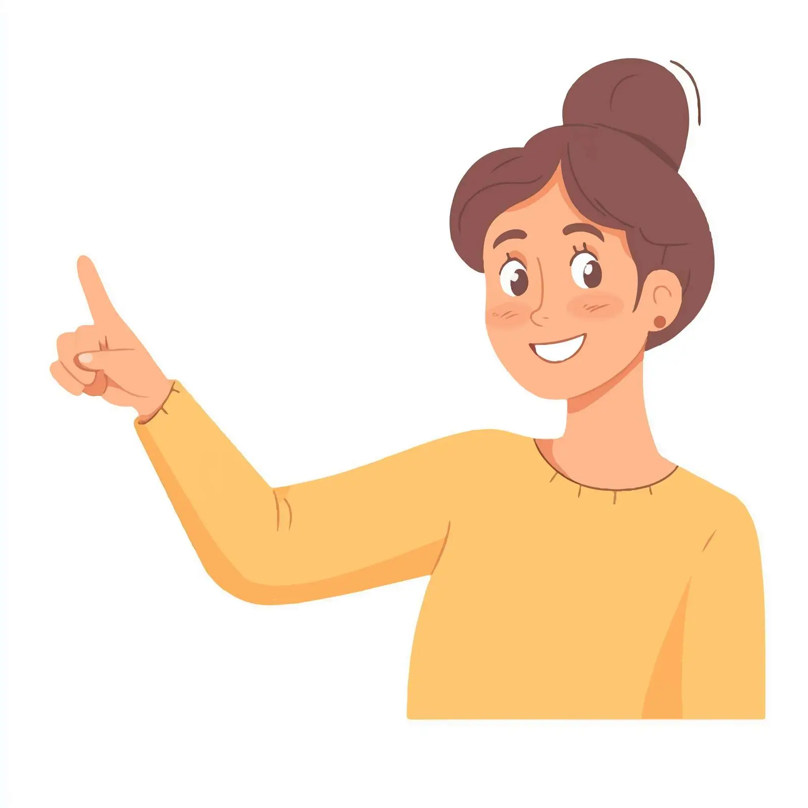 Happy Woman Pointing Upwards Vector Illustration – free signaling image from Dotvec