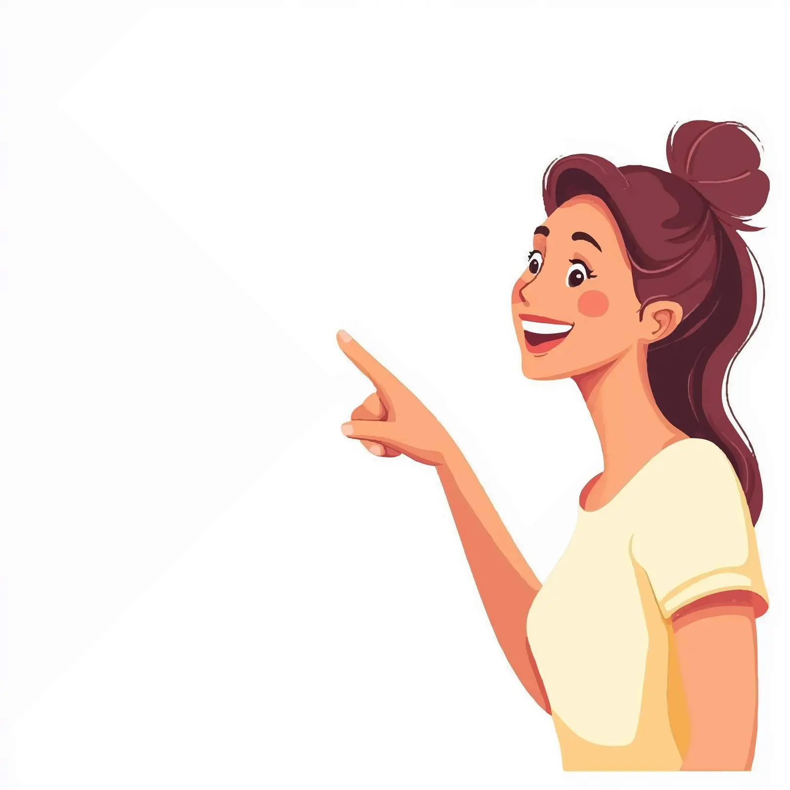 Happy Woman Pointing Upwards Vector Illustration — free download from Dotvec
