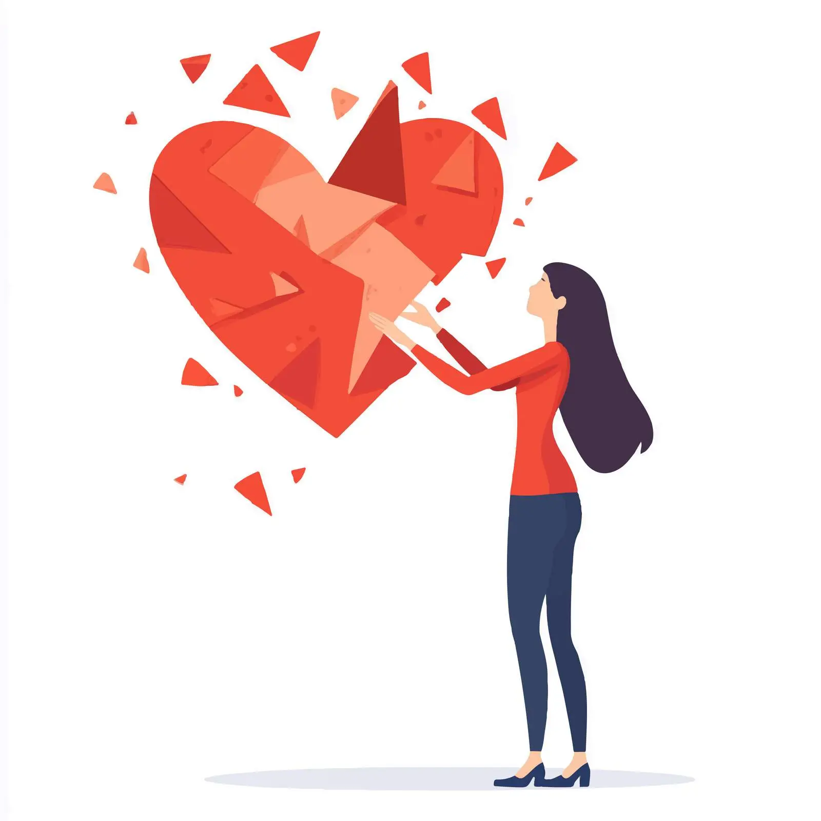 Woman Tearing Paper Heart - Symbol of Sadness – free fragments image from Dotvec