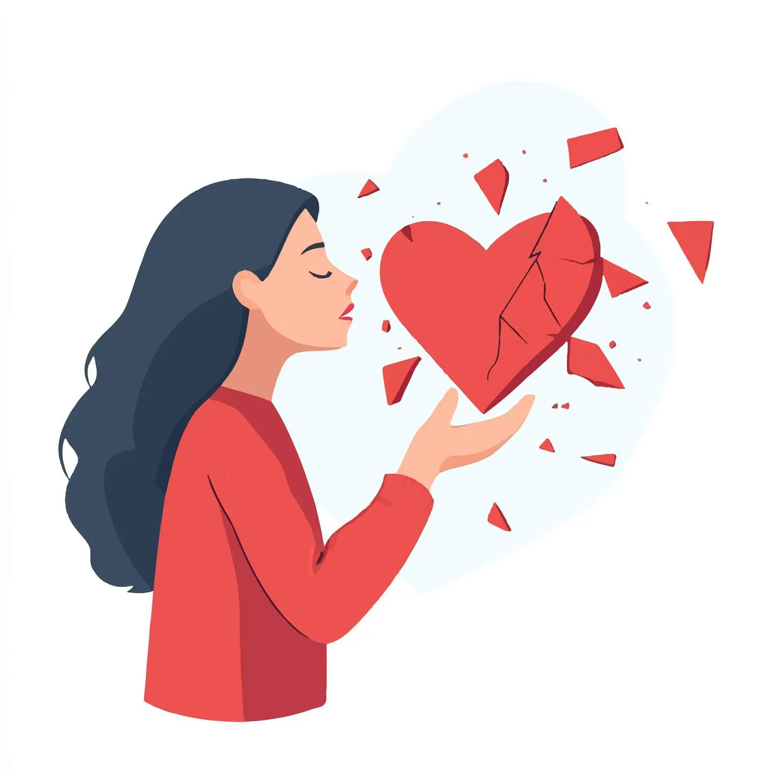 Woman Tearing Apart Paper Heart Illustration — free download from Dotvec