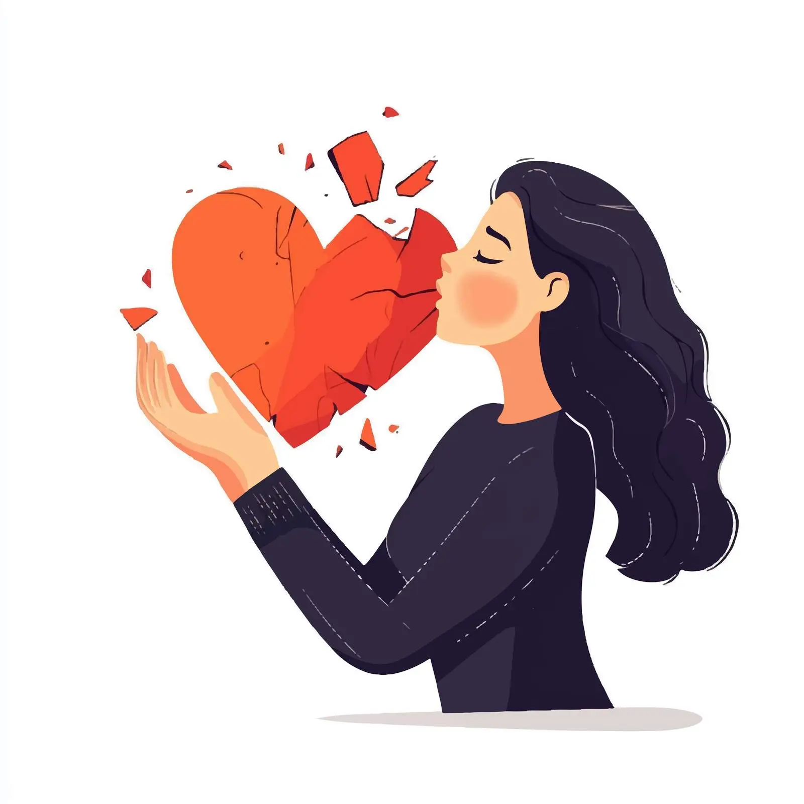 Woman Tearing Paper Heart in Sadness — free download from Dotvec