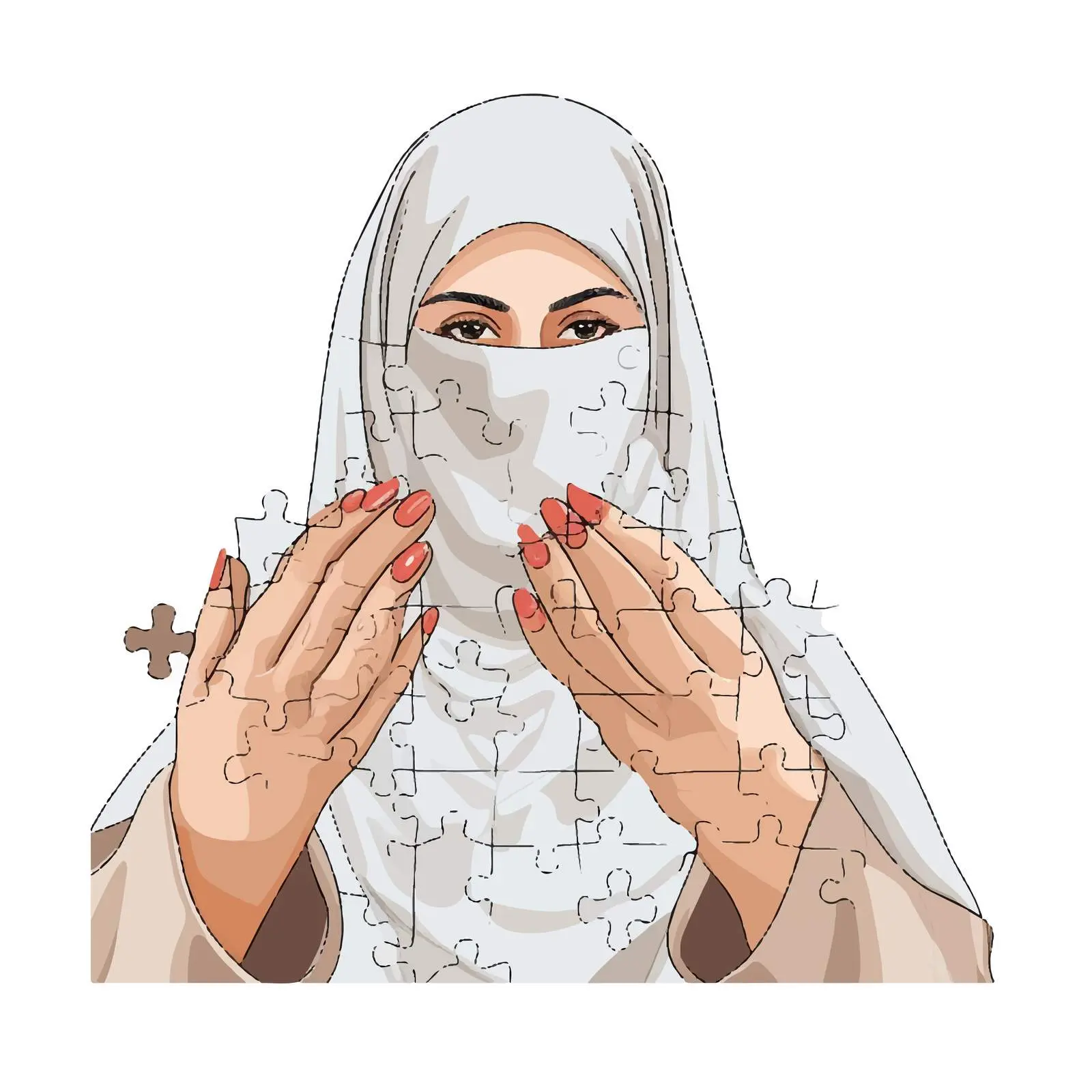 Hands Holding Puzzle Game Piece Vector — free download from Dotvec