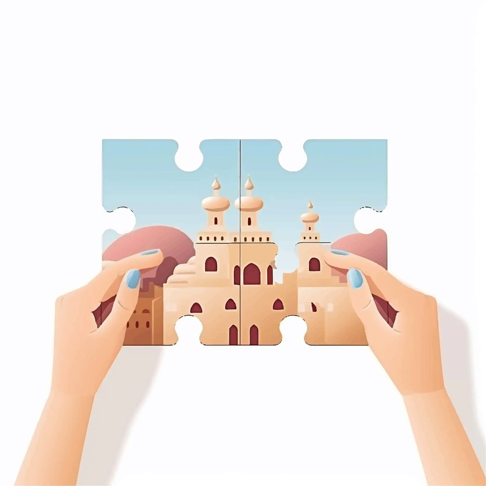 Woman Holding Puzzle Pieces in Game Mockup — free download from Dotvec