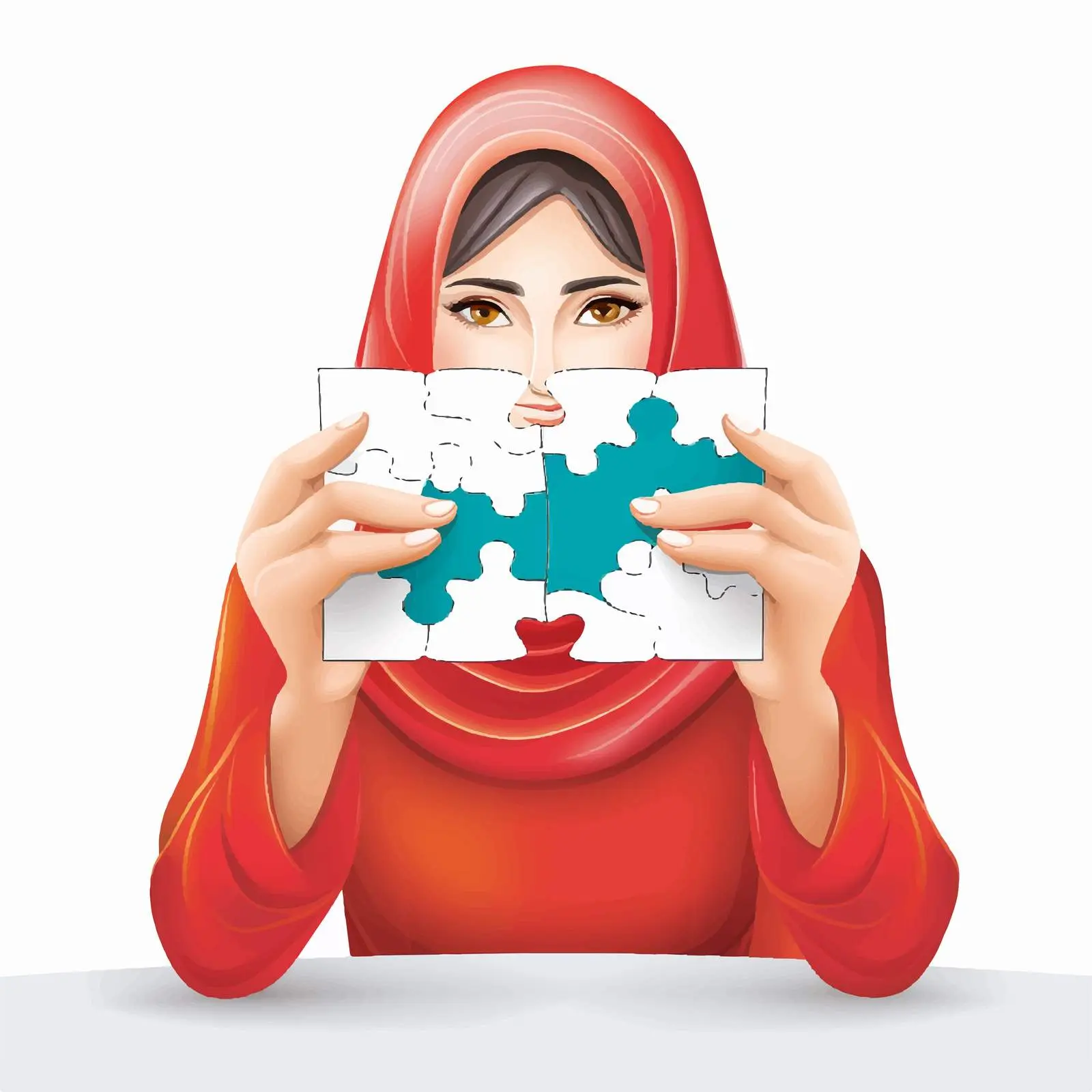 Woman Holding Puzzle Game Pieces — free download from Dotvec