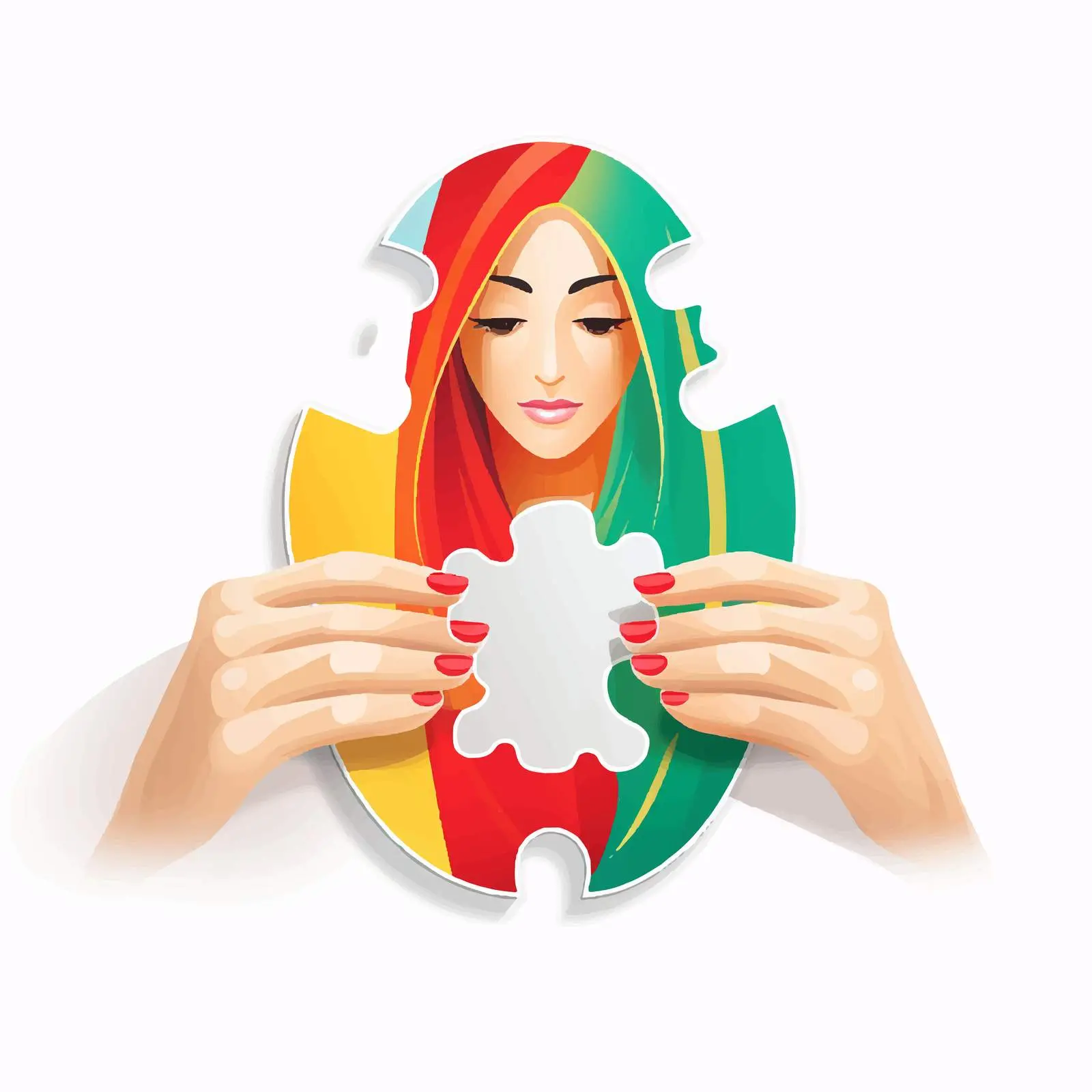 Woman Holding Puzzle Game Piece — free download from Dotvec