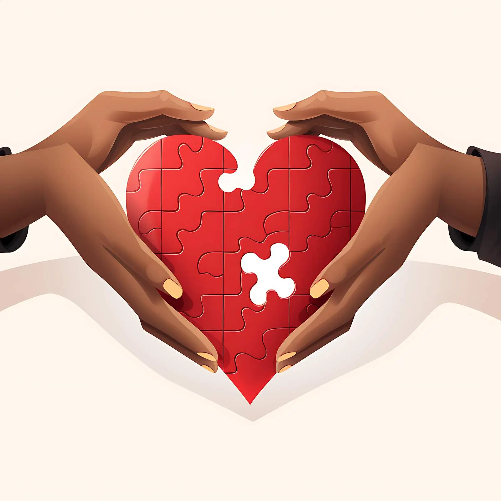 Hands Holding Puzzle Heart Pieces — free download from Dotvec