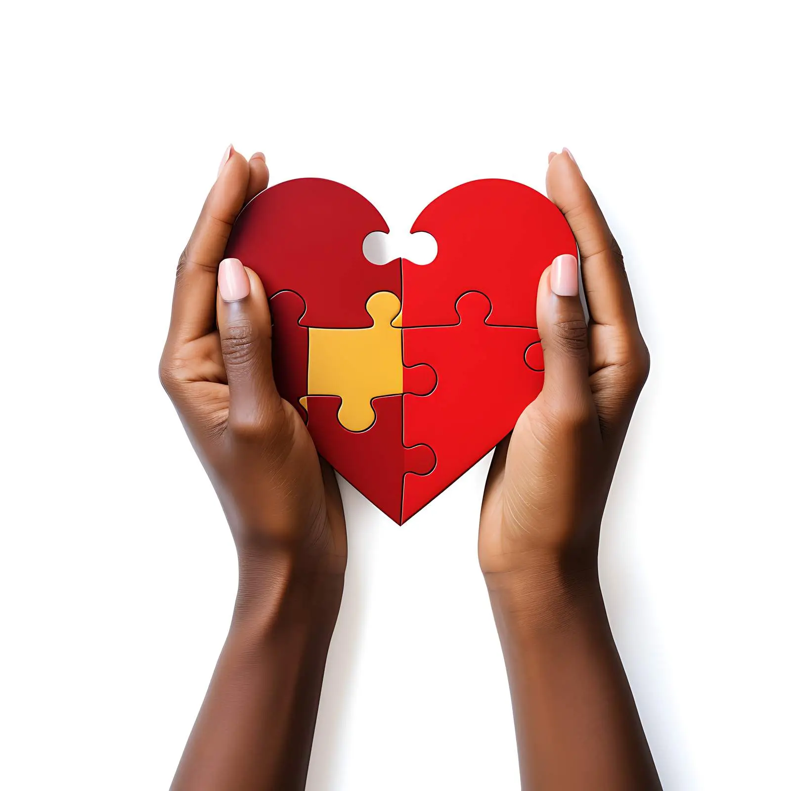 Heart Puzzle Pieces Held by Woman's Hands – free strength image from Dotvec