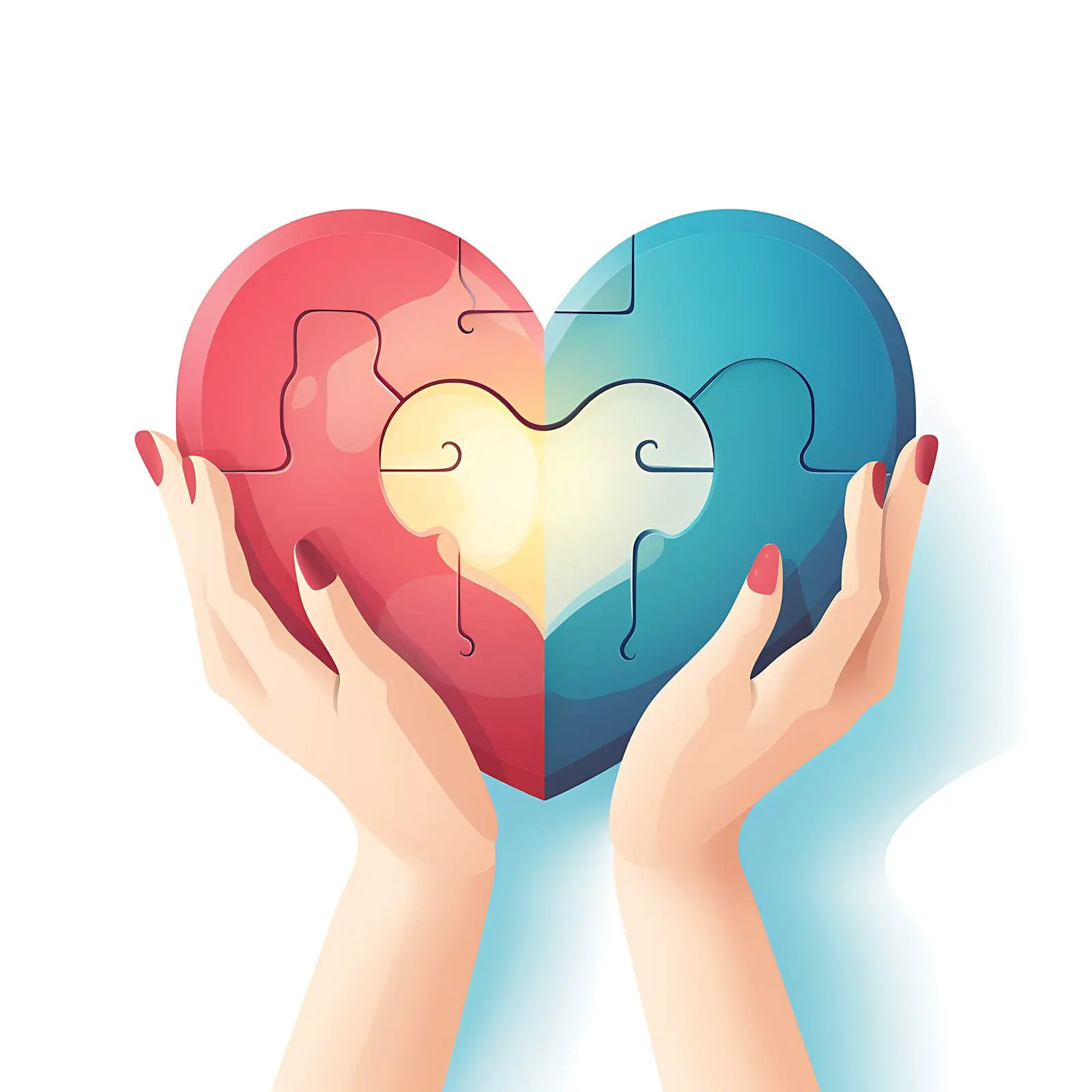 Hands Holding Heart Puzzle Pieces – free split image from Dotvec