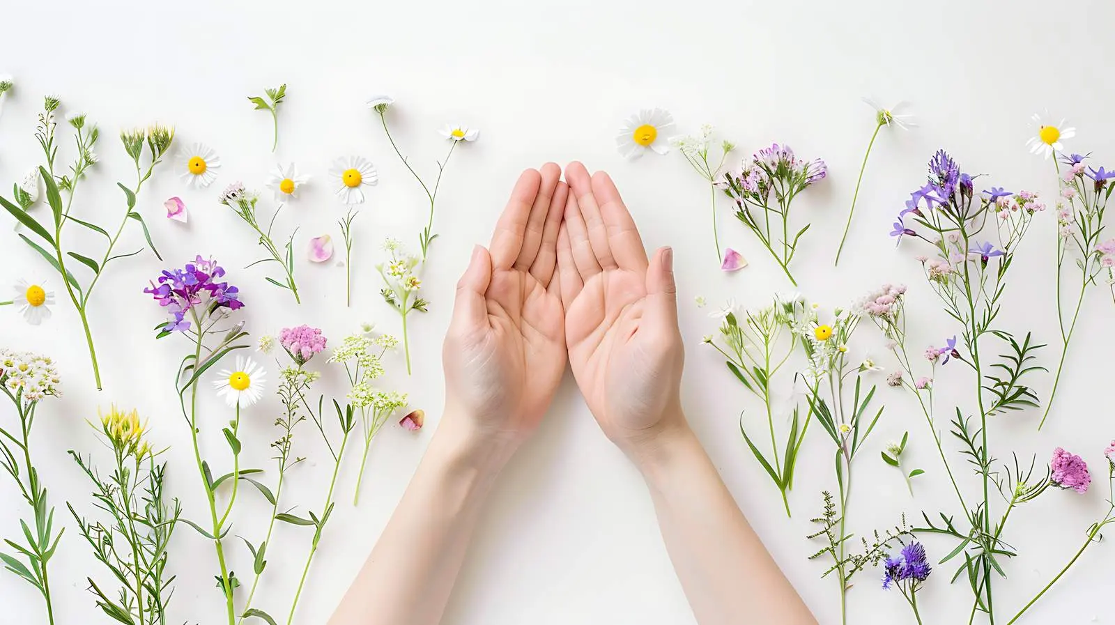Woman Holding Wild Flowers on White Background – free empowerment image from Dotvec