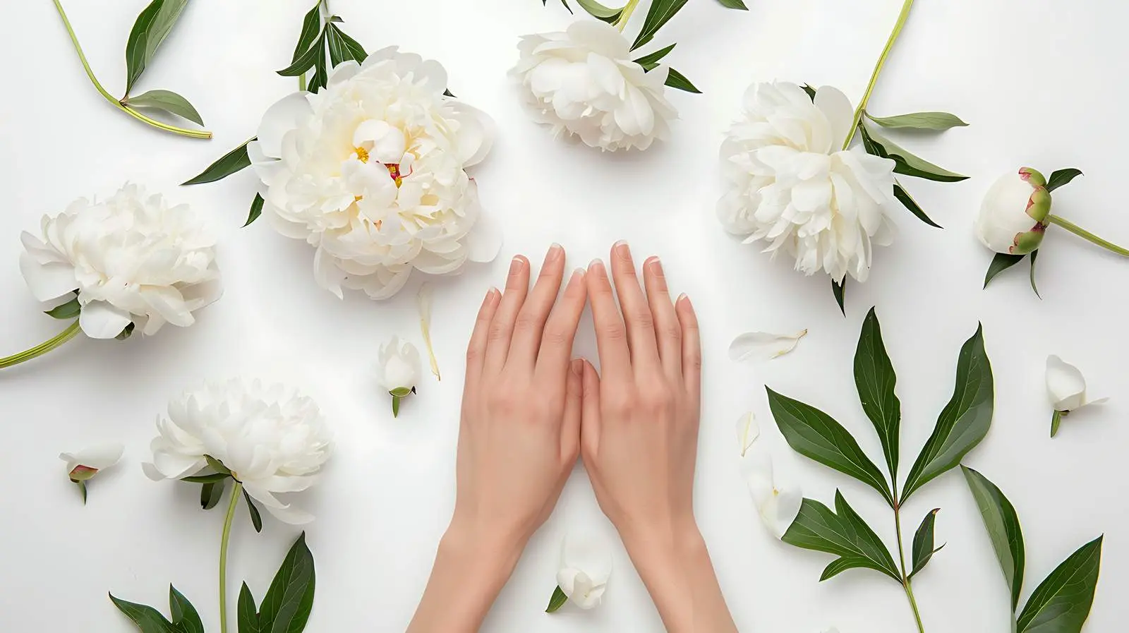 Woman Holding White Peonies Flowers in Hands — free download from Dotvec