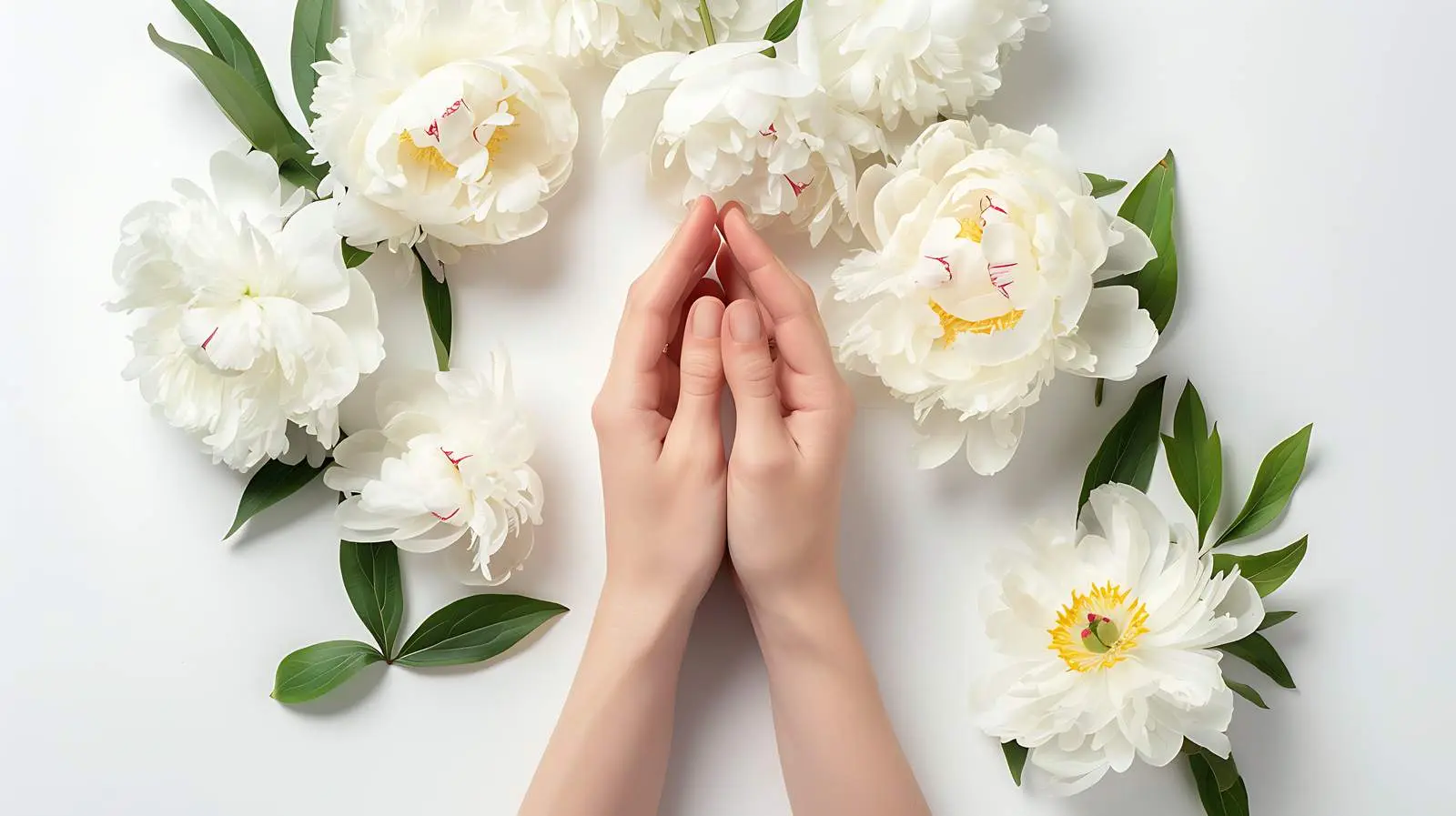 Elegant Woman Holding White Peonies Flowers — free download from Dotvec