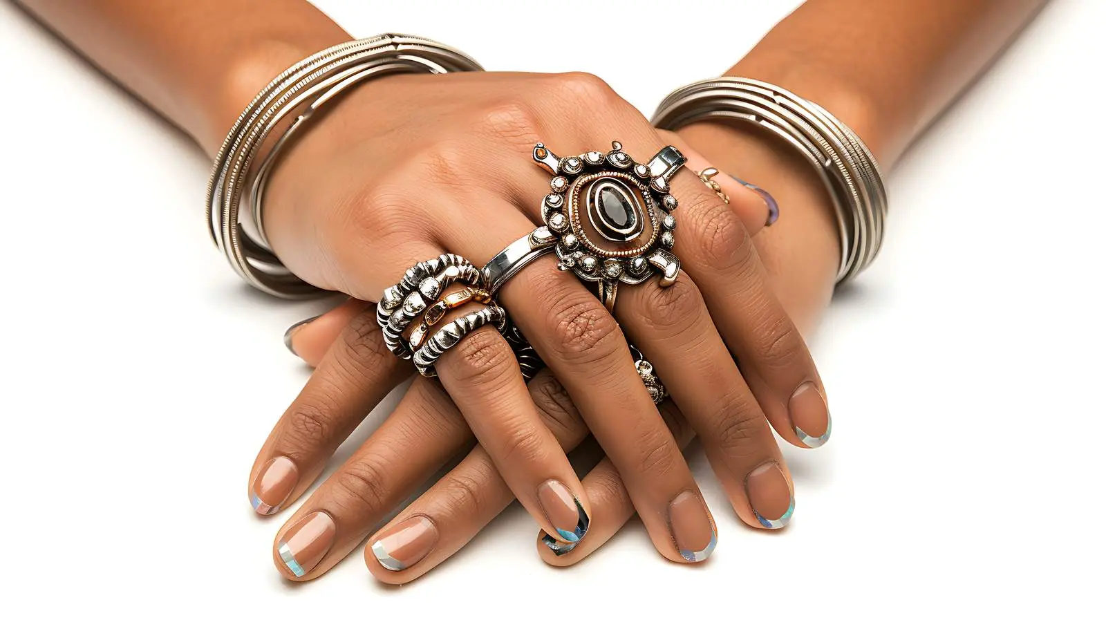 Elegant Woman's Hands with Jewelry on White Background — free download from Dotvec