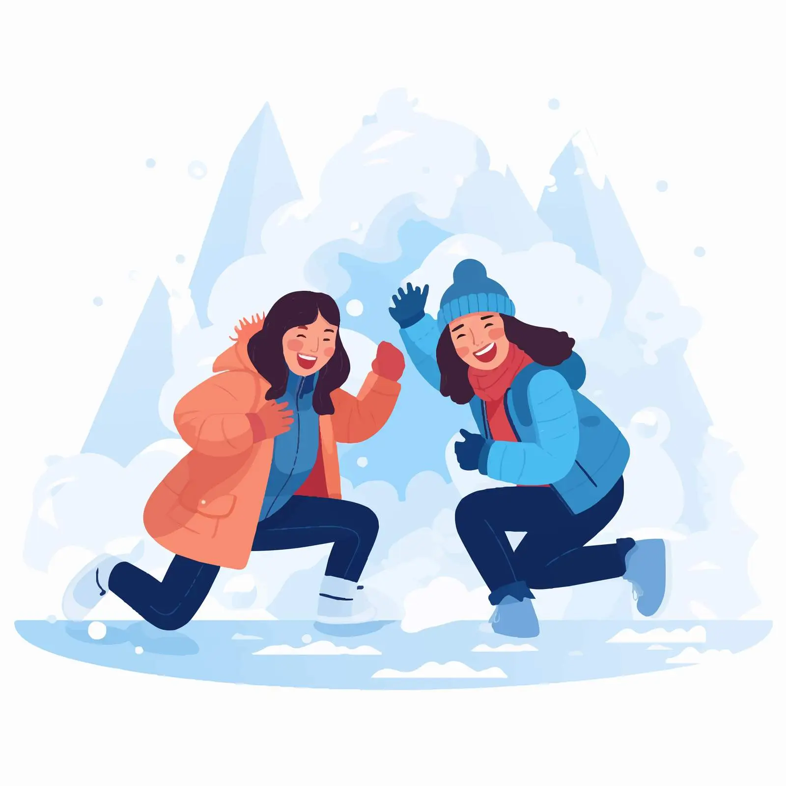 Woman Behind Snow Fortress with Child — free download from Dotvec
