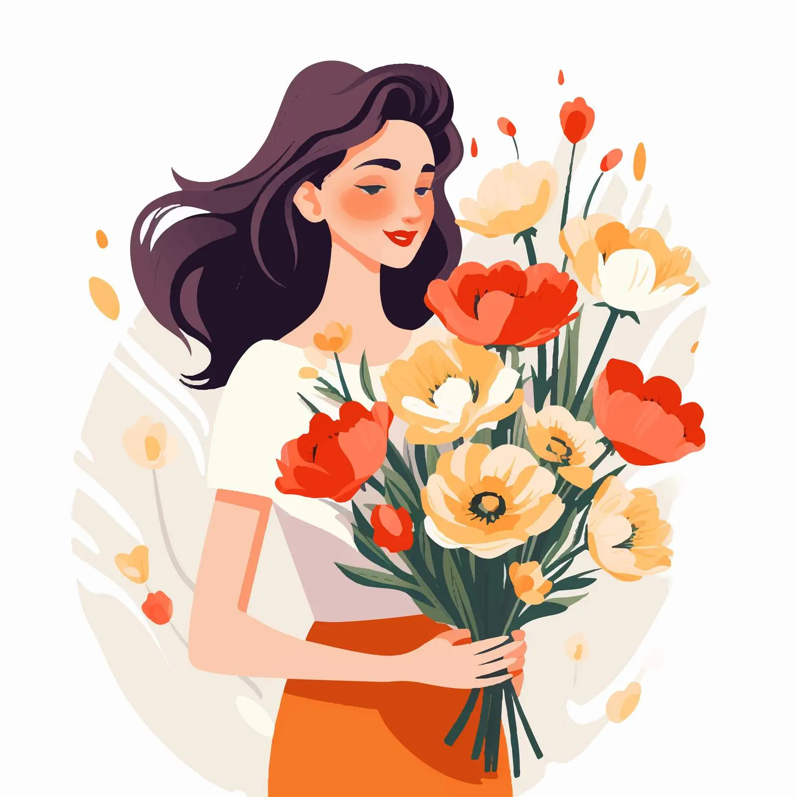 Elegant Woman Holding Beautiful Flower Bouquet — free download from Dotvec