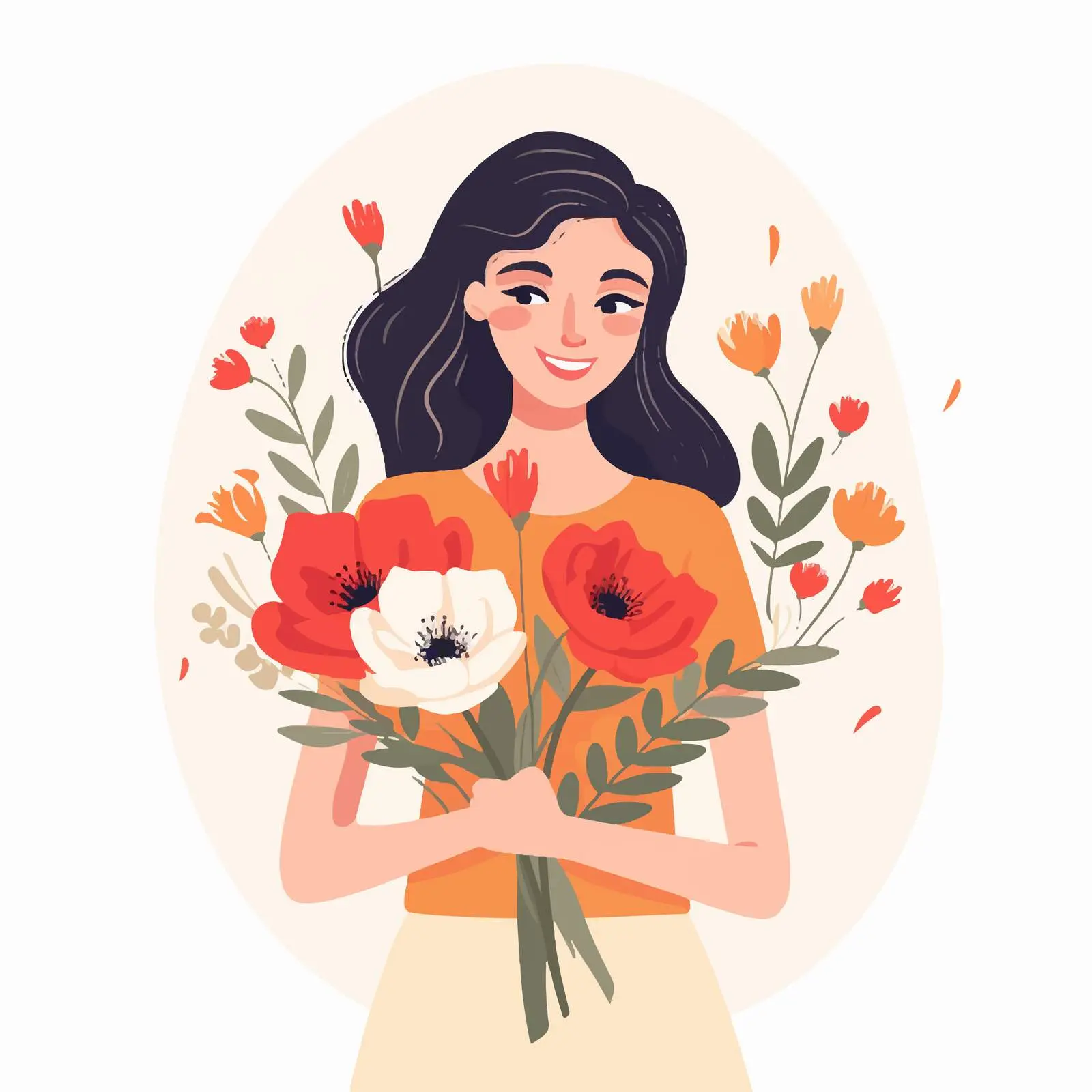 Elegant Woman Holding Beautiful Flower Bouquet — free download from Dotvec