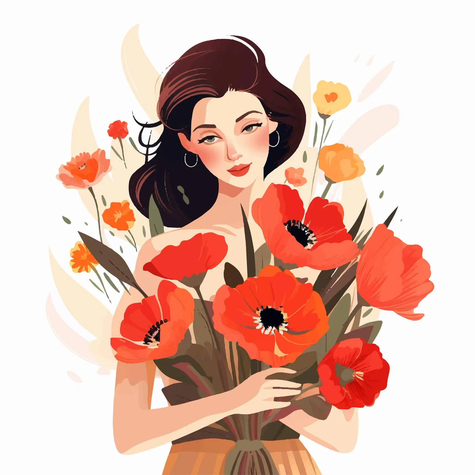 Elegant Woman Holding Flower Bouquet — free download from Dotvec